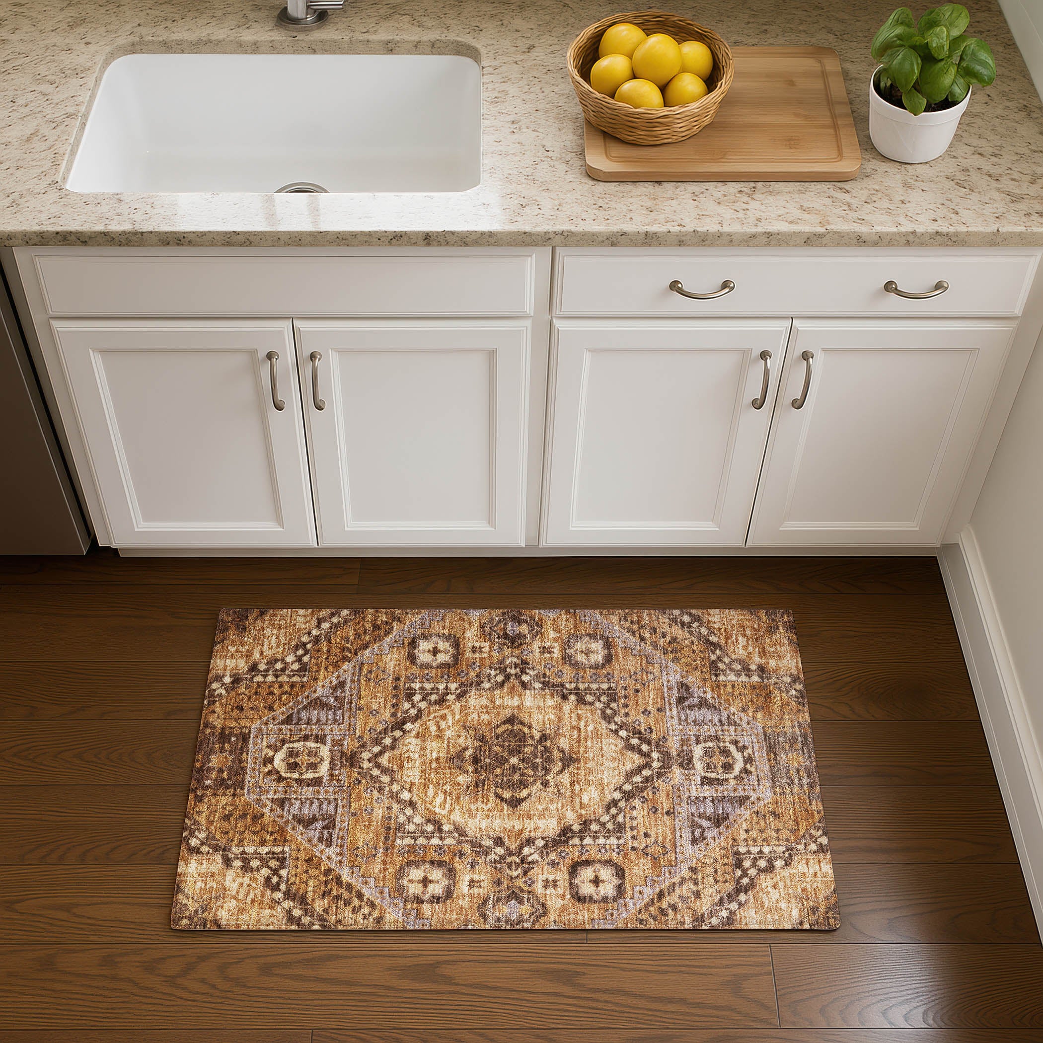 Sintra Machine Washable Transitional Copper Orange Rug 1'8" x 2'6" #shape_Rectangle