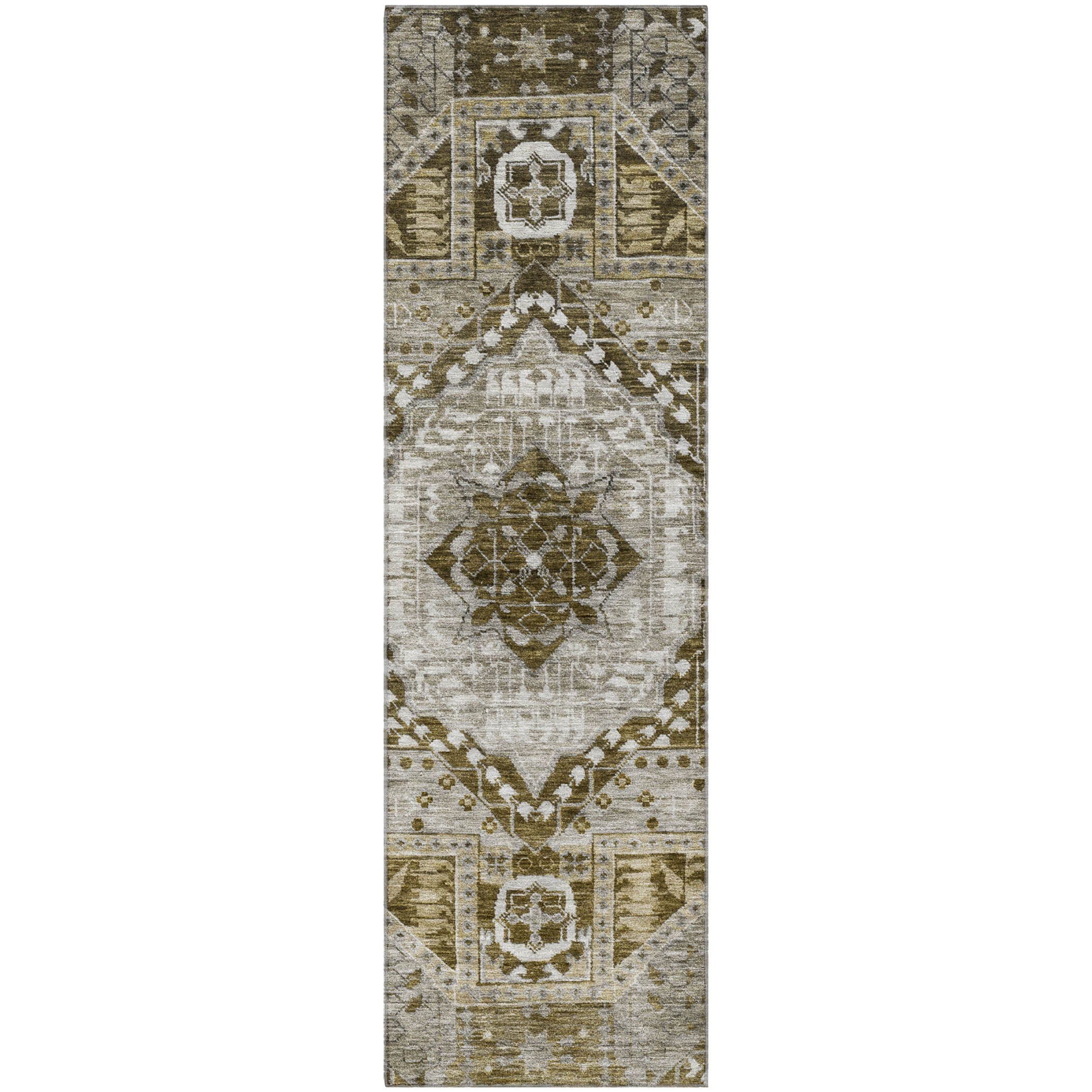 Sintra Machine Washable Transitional Khaki Brown Rug 2'3" x 7'6" #shape_Runner