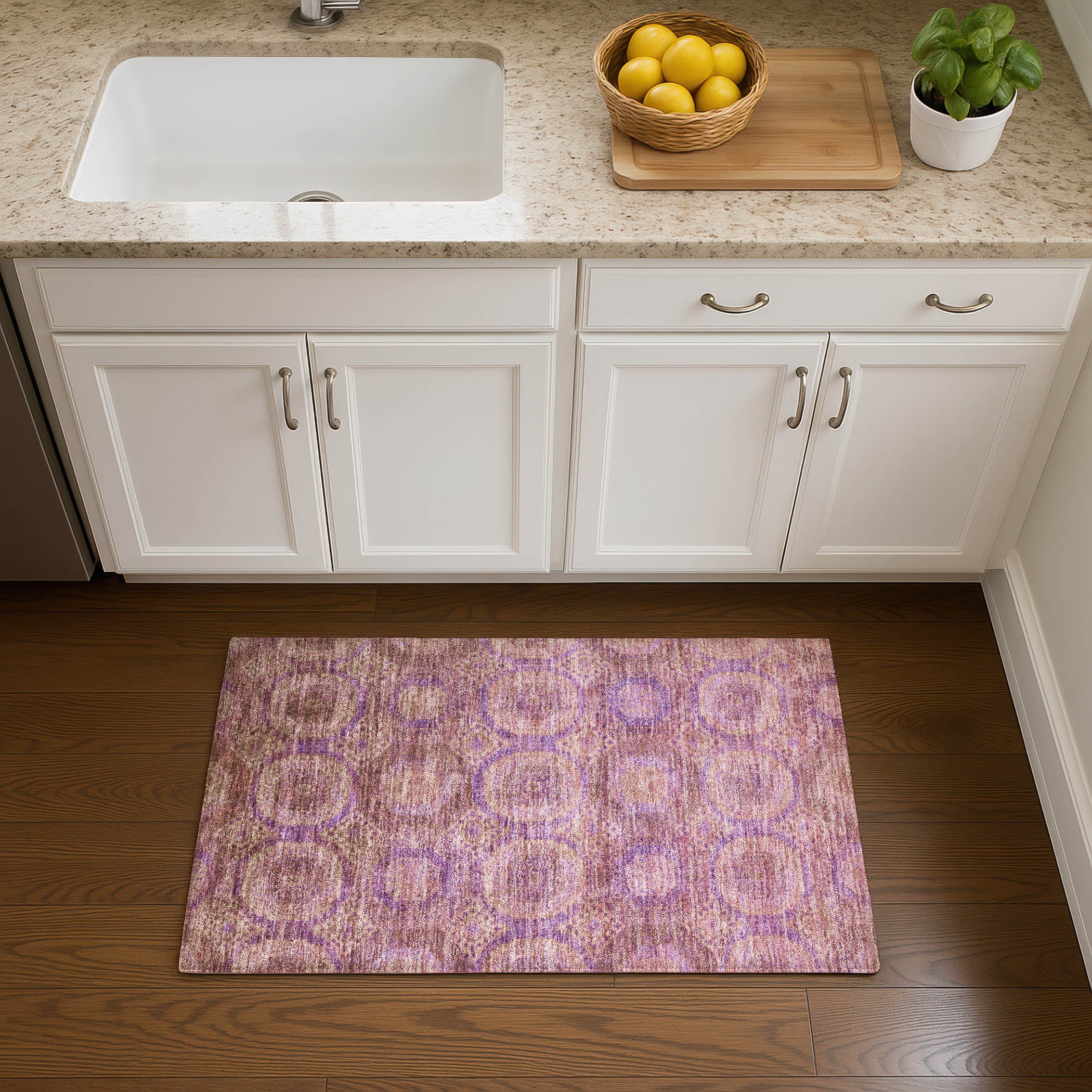 Sarajevo Machine Washable Transitional Blush Pink Rug 1'8" x 2'6" #shape_Rectangle