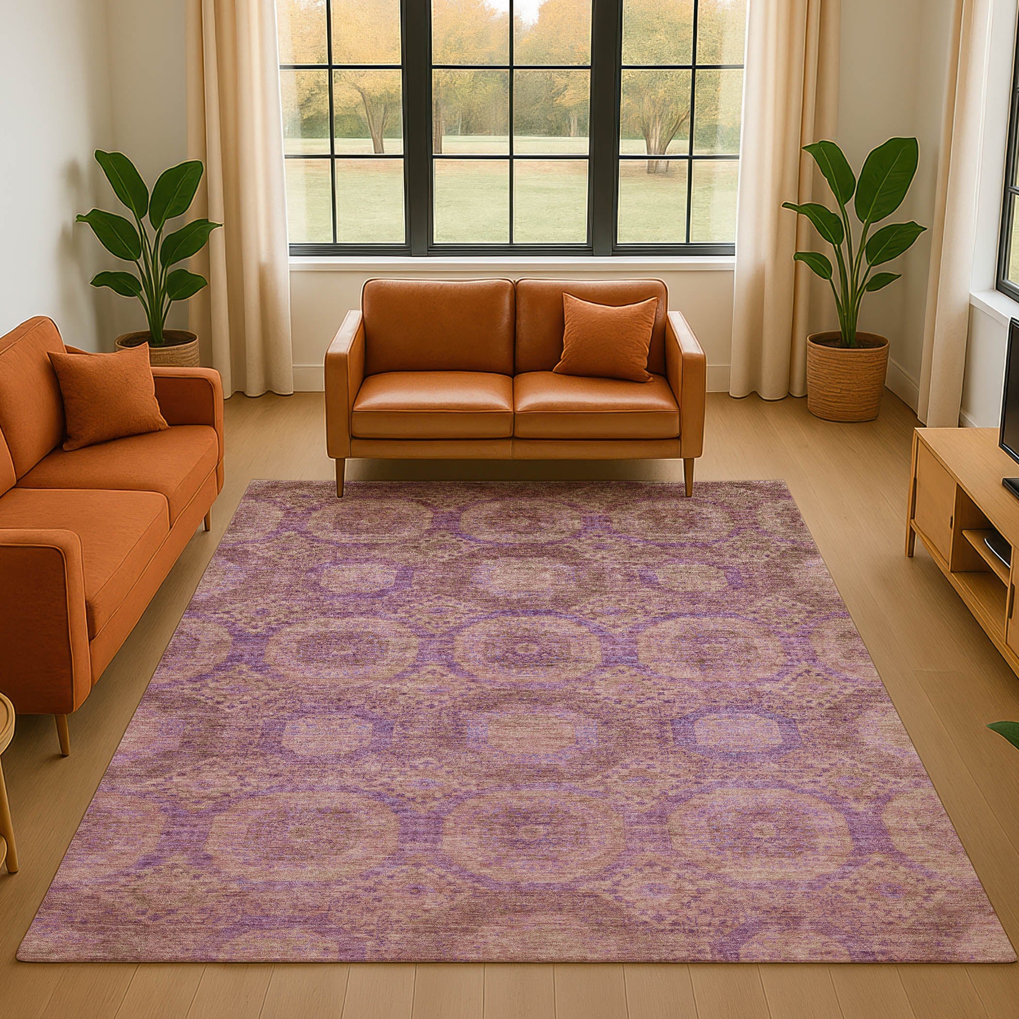 Sarajevo Machine Washable Transitional Blush Pink Rug 2'6" x 3'10" #shape_Rectangle