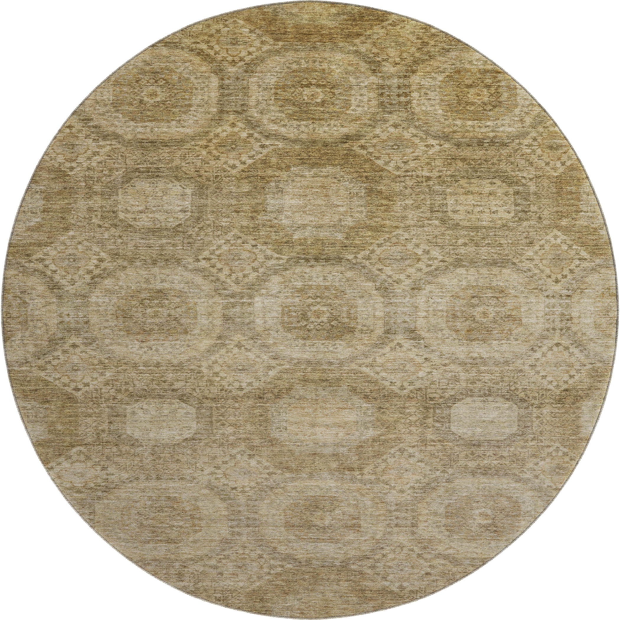 Sarajevo Machine Washable Transitional Brown Rug 8' x 8' #shape_Round