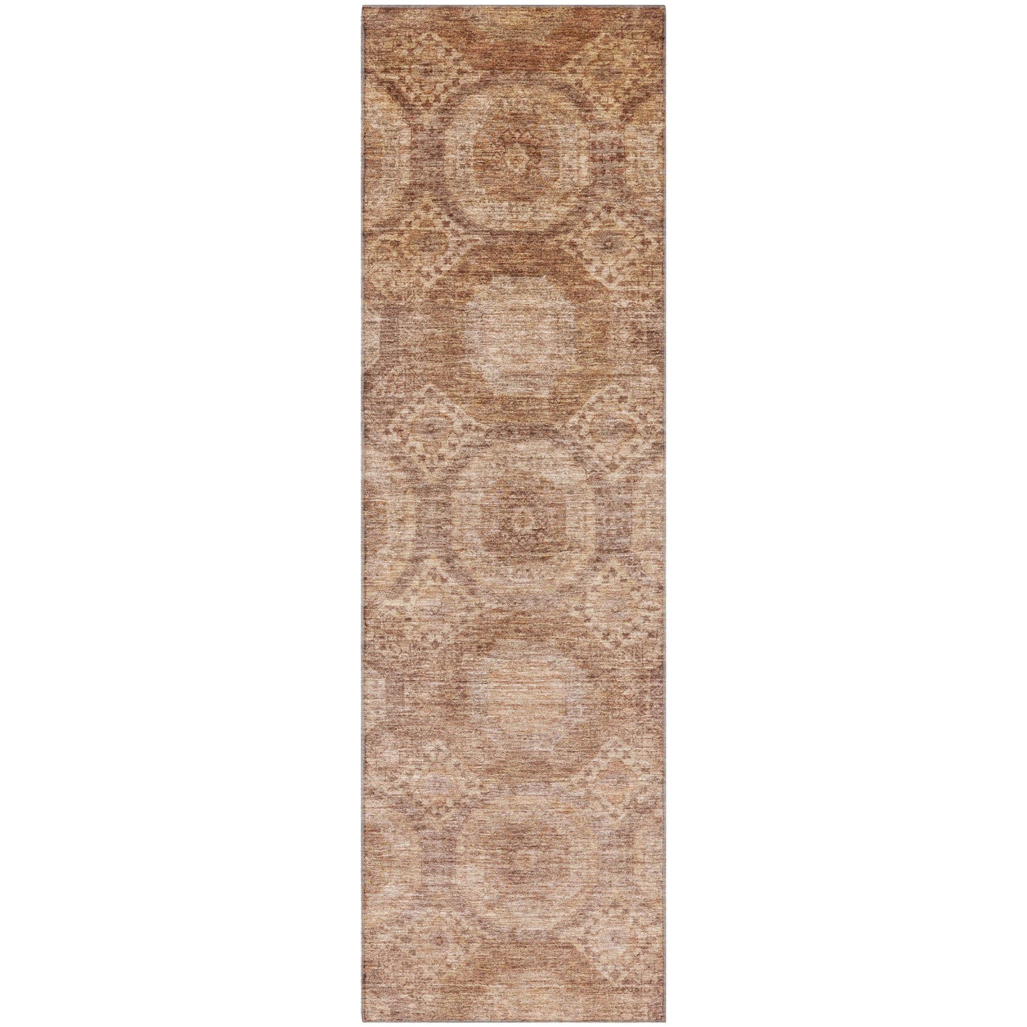 Sarajevo Machine Washable Transitional Copper Orange Rug 2'3" x 7'6" #shape_Runner