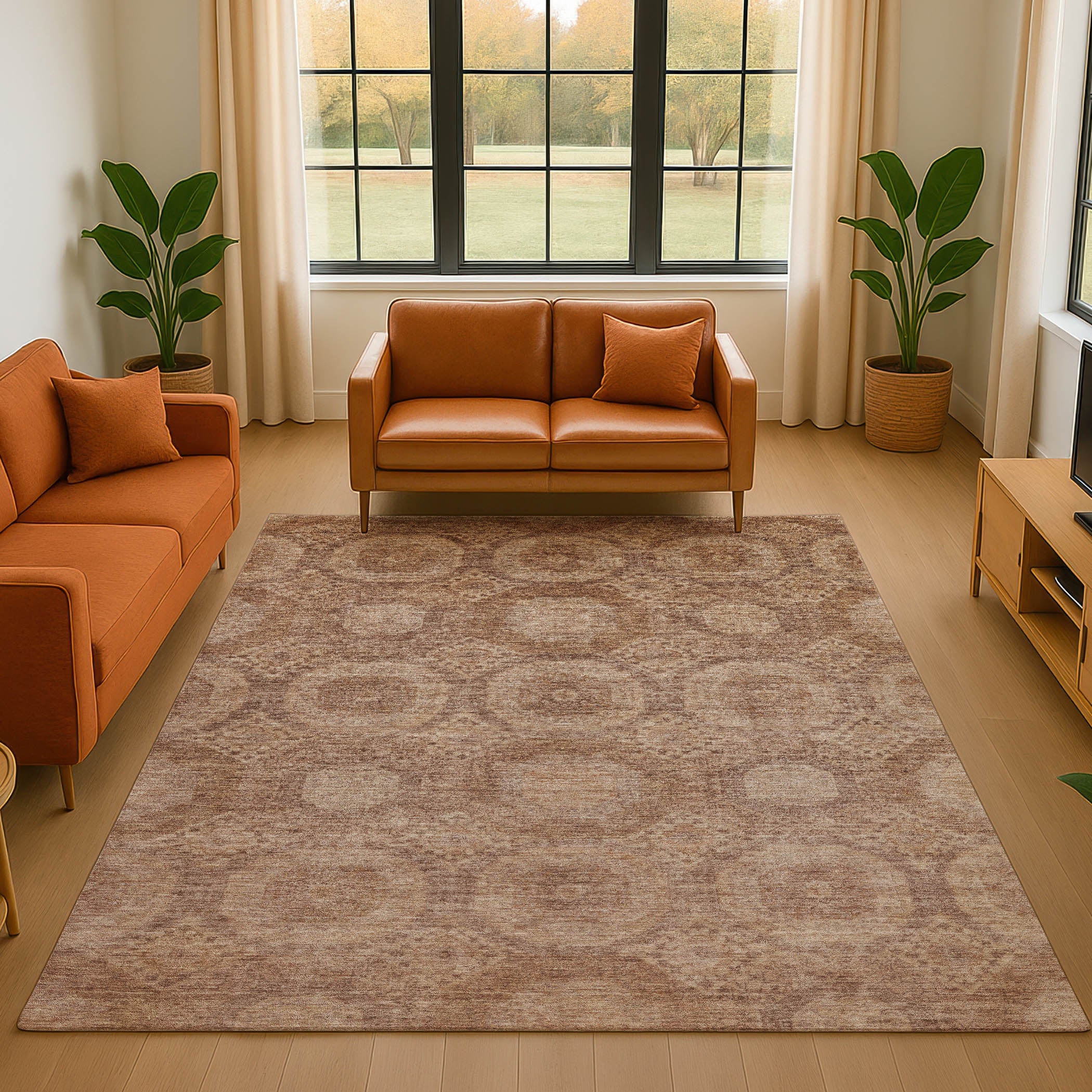 Sarajevo Machine Washable Transitional Copper Orange Rug 2'6" x 3'10" #shape_Rectangle
