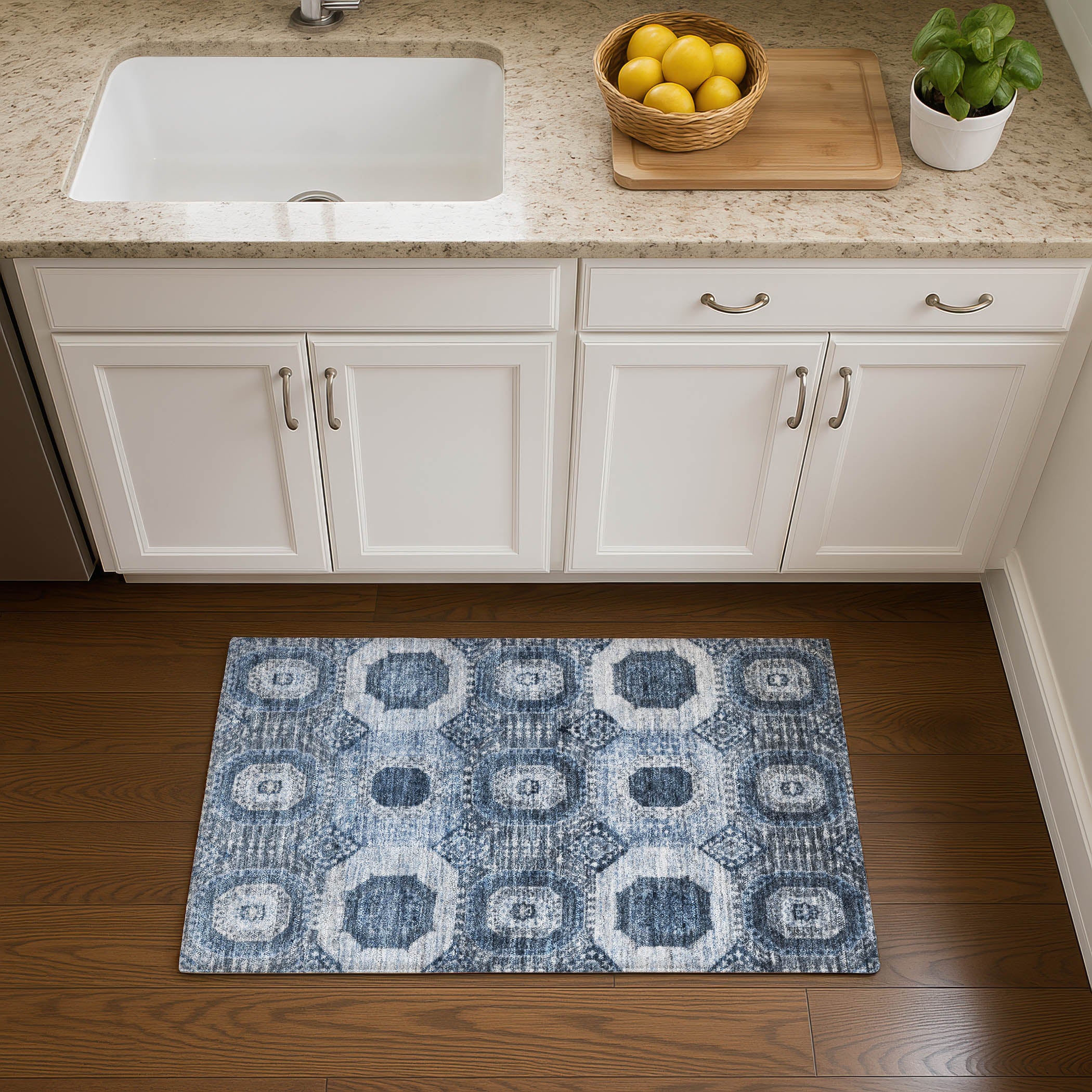 Vienna Machine Washable Transitional Blue Rug 1'8" x 2'6" #shape_Rectangle