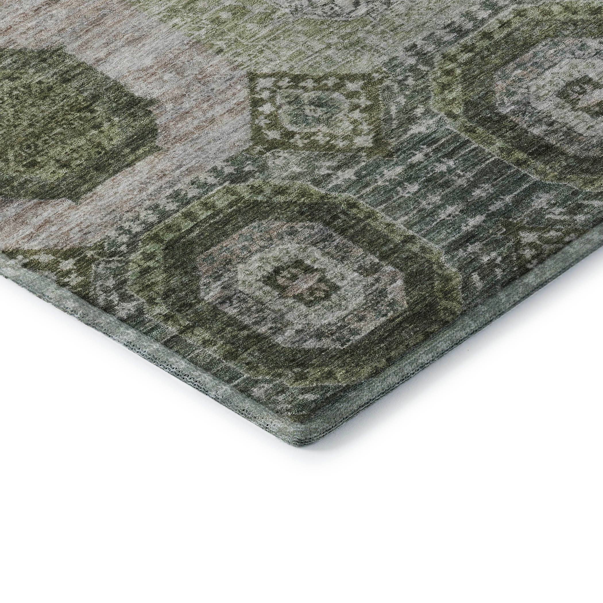 Vienna Machine Washable Transitional Olive Green Rug 1'8" x 2'6" #shape_Rectangle