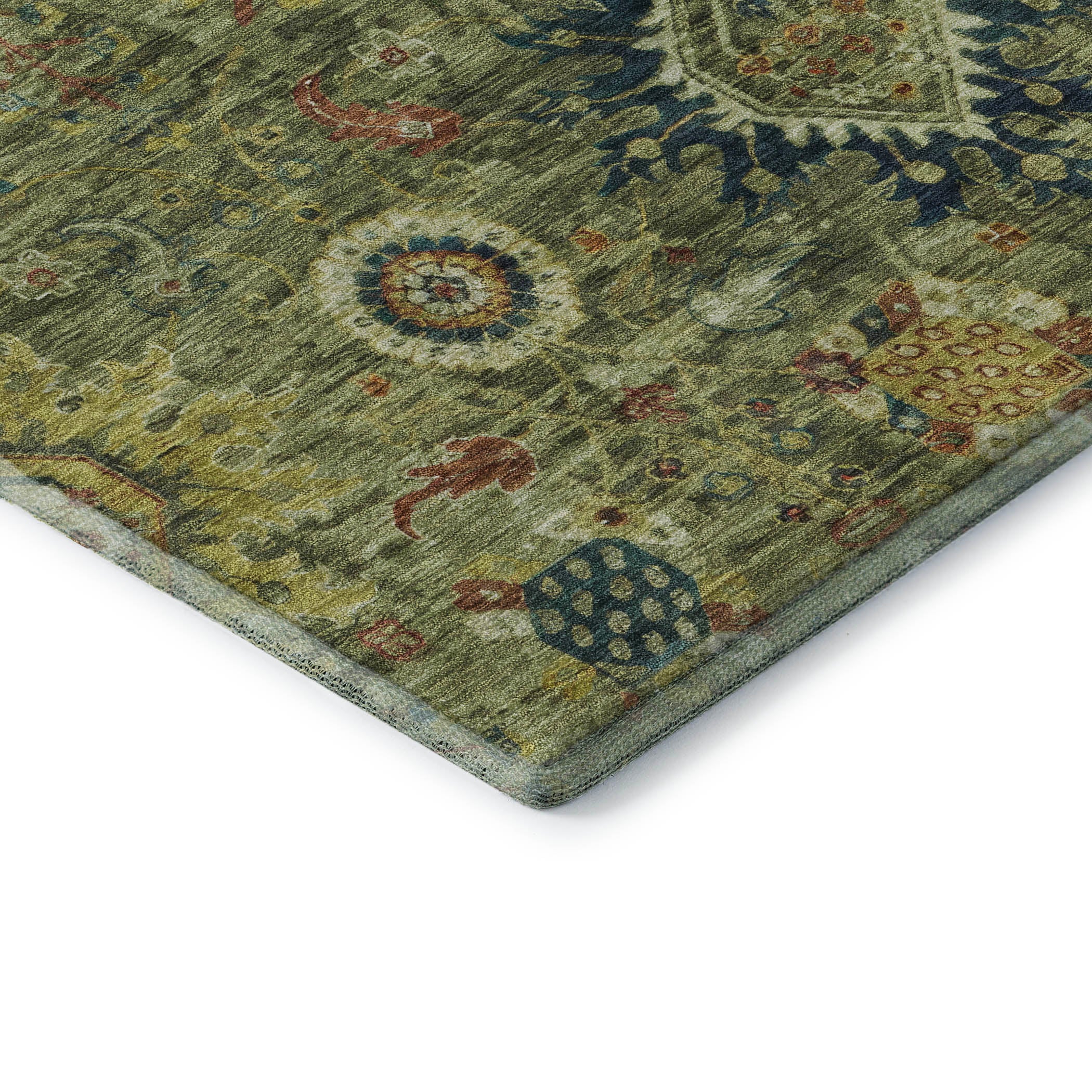Rome Machine Washable Traditional Aloe Green Rug 1'8" x 2'6" #shape_Rectangle