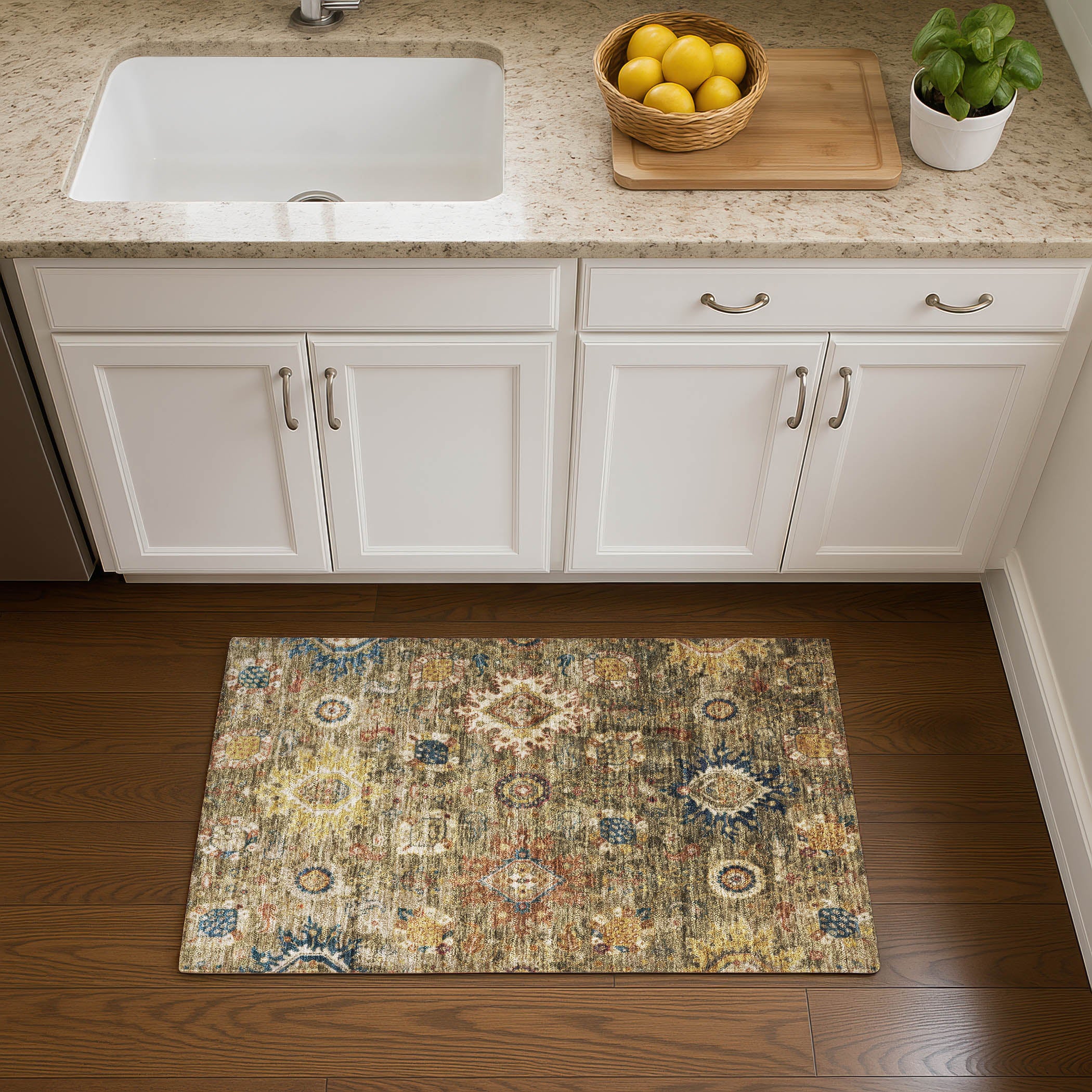 Rome Machine Washable Traditional Brown Rug 1'8" x 2'6" #shape_Rectangle