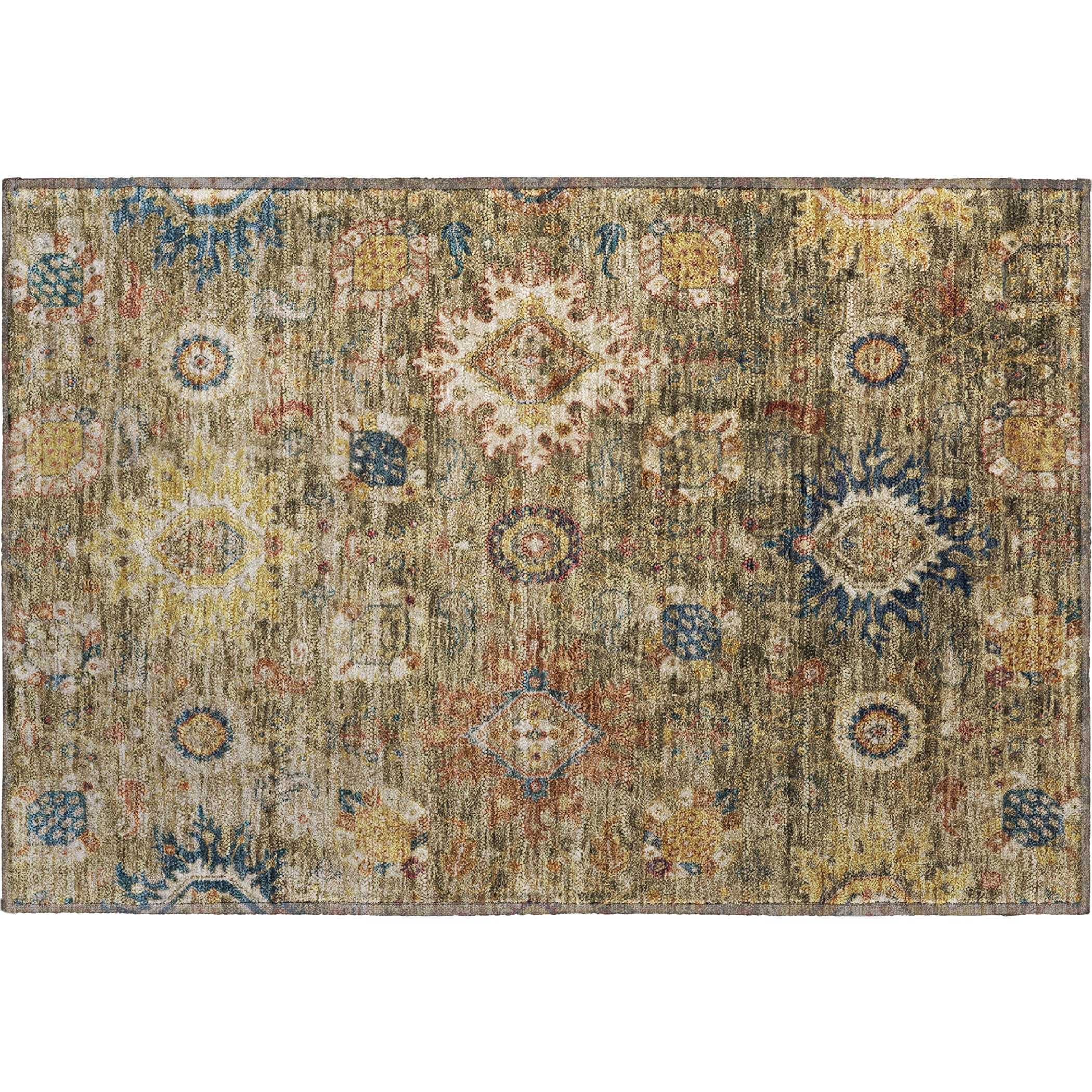 Rome Machine Washable Traditional Brown Rug 1'8" x 2'6" #shape_Rectangle