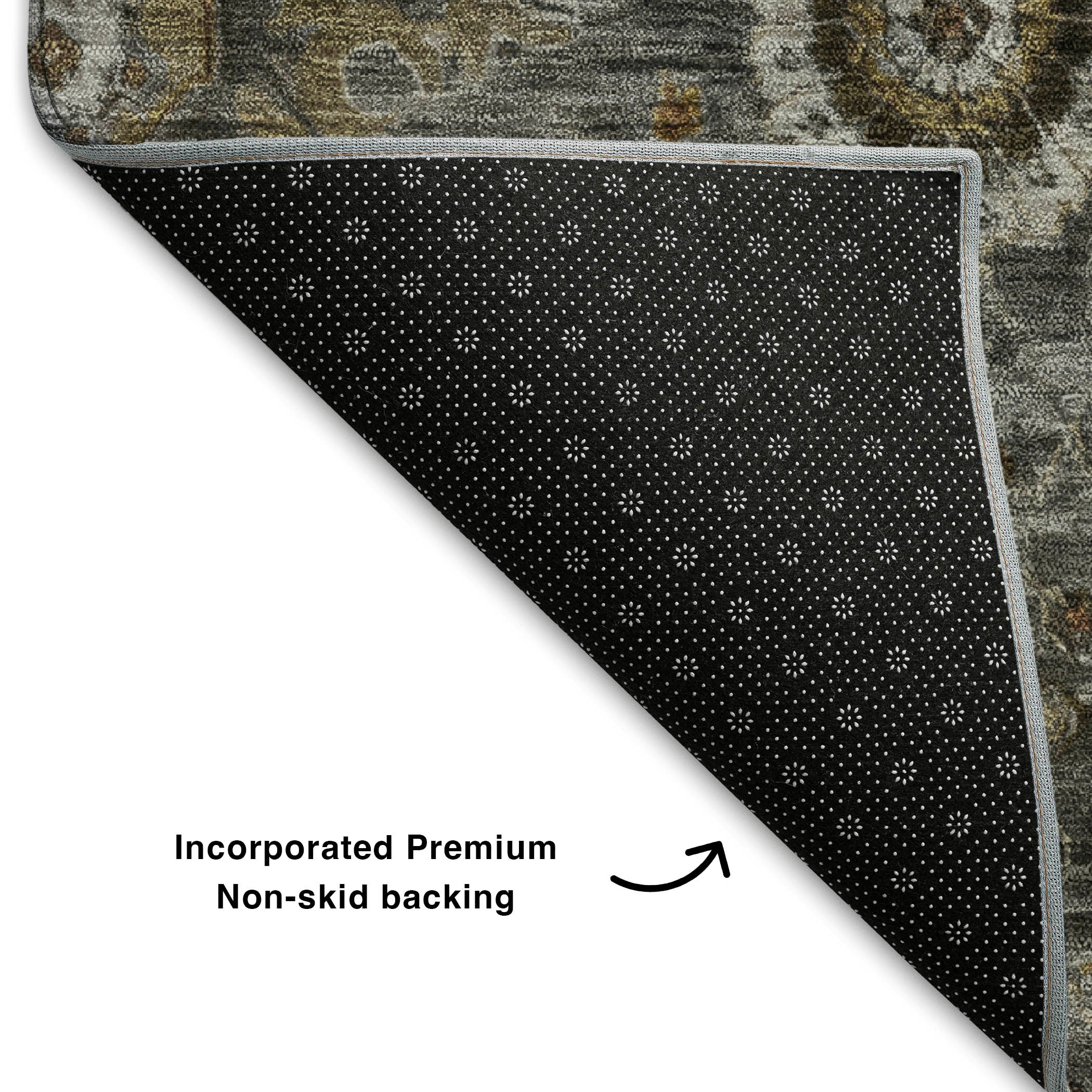 Rome Machine Washable Traditional Pewter Gray Rug 1'8" x 2'6" #shape_Rectangle