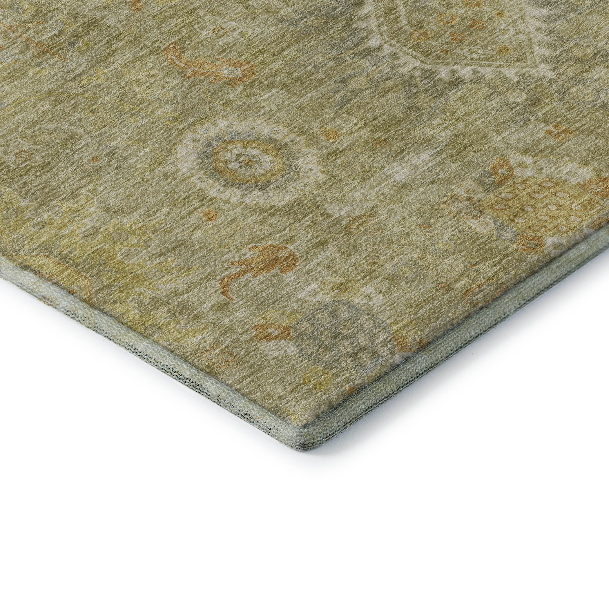 Rome Machine Washable Traditional Sage Green Rug 1'8" x 2'6" #shape_Rectangle