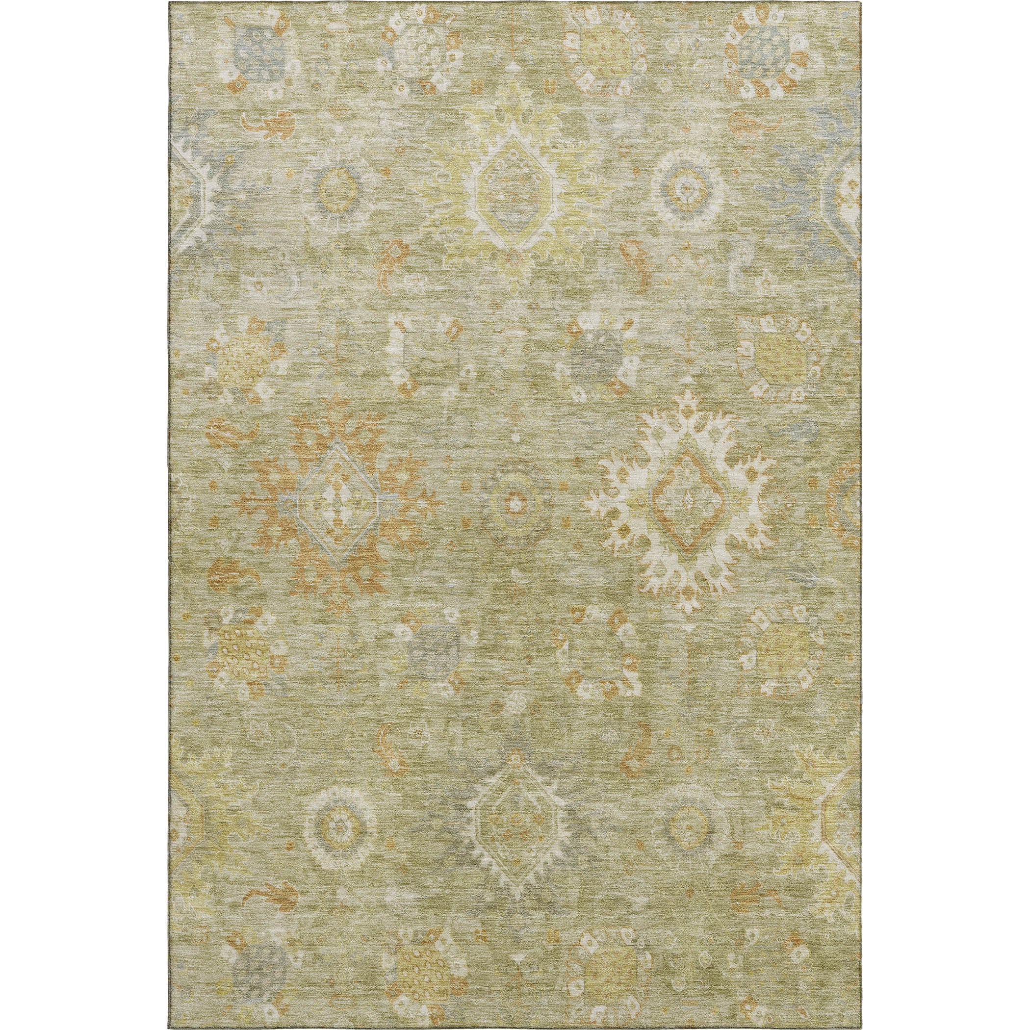 Rome Machine Washable Traditional Sage Green Rug 2'6" x 3'10" #shape_Rectangle