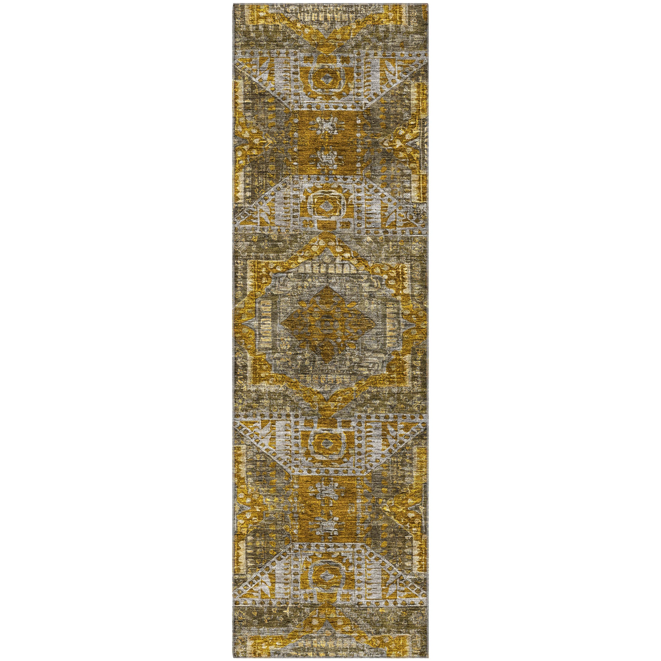 Luang Prabang Machine Washable Traditional Brown Rug 2'3" x 7'6" #shape_Runner