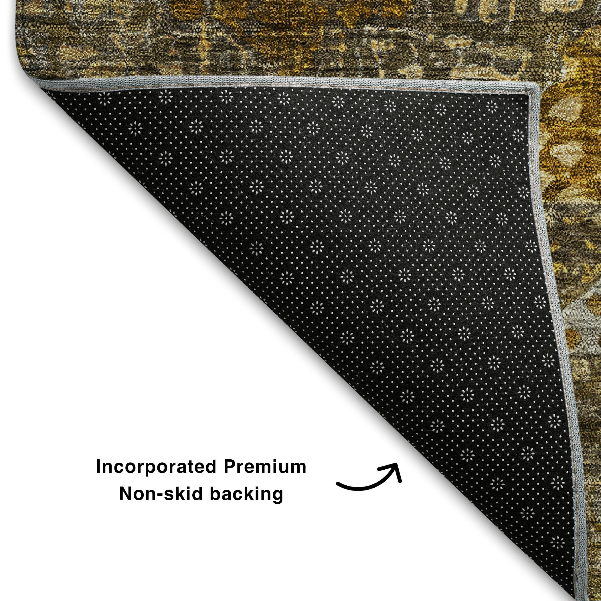 Luang Prabang Machine Washable Traditional Brown Rug 1'8" x 2'6" #shape_Rectangle