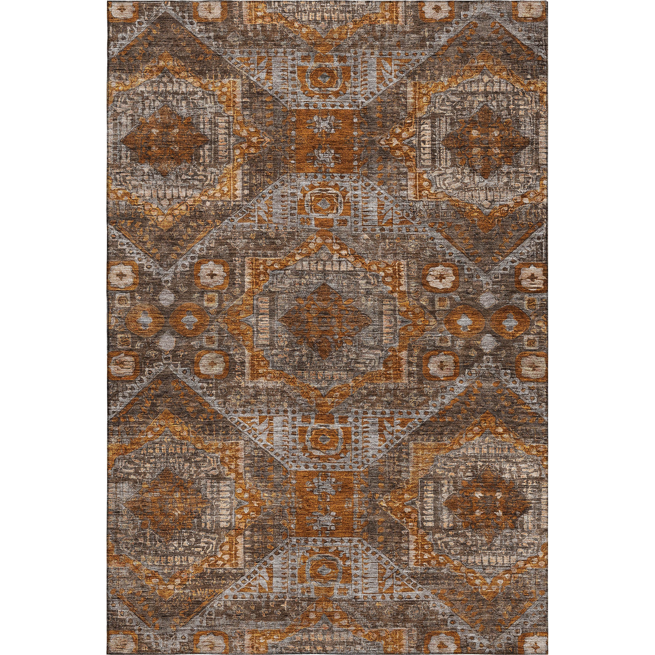 Luang Prabang Machine Washable Traditional Copper Orange Rug 2'6" x 3'10" #shape_Rectangle