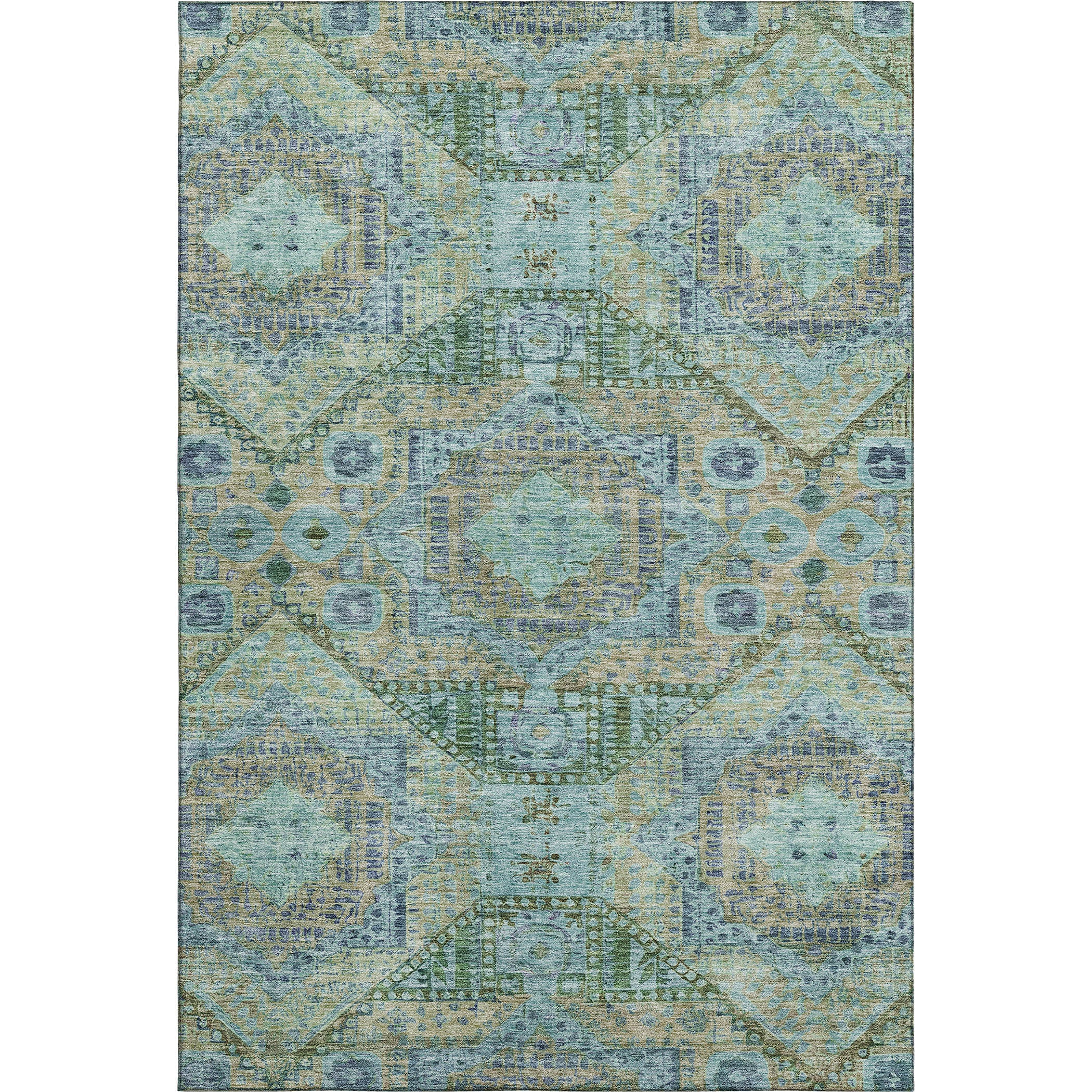 Oaxaca Machine Washable Traditional Green Rug 2'6" x 3'10" #shape_Rectangle