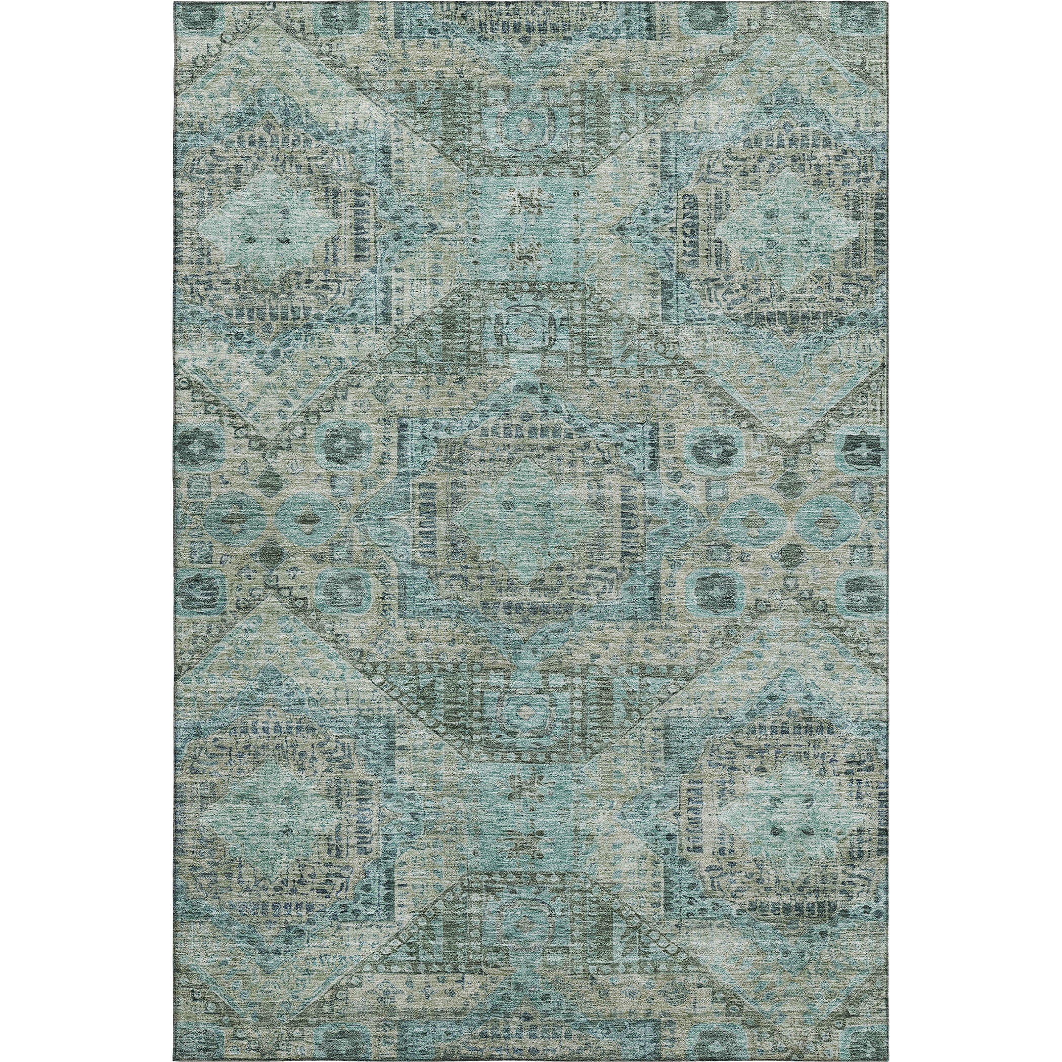 Oaxaca Machine Washable Traditional Sage Green Rug 2'6" x 3'10" #shape_Rectangle