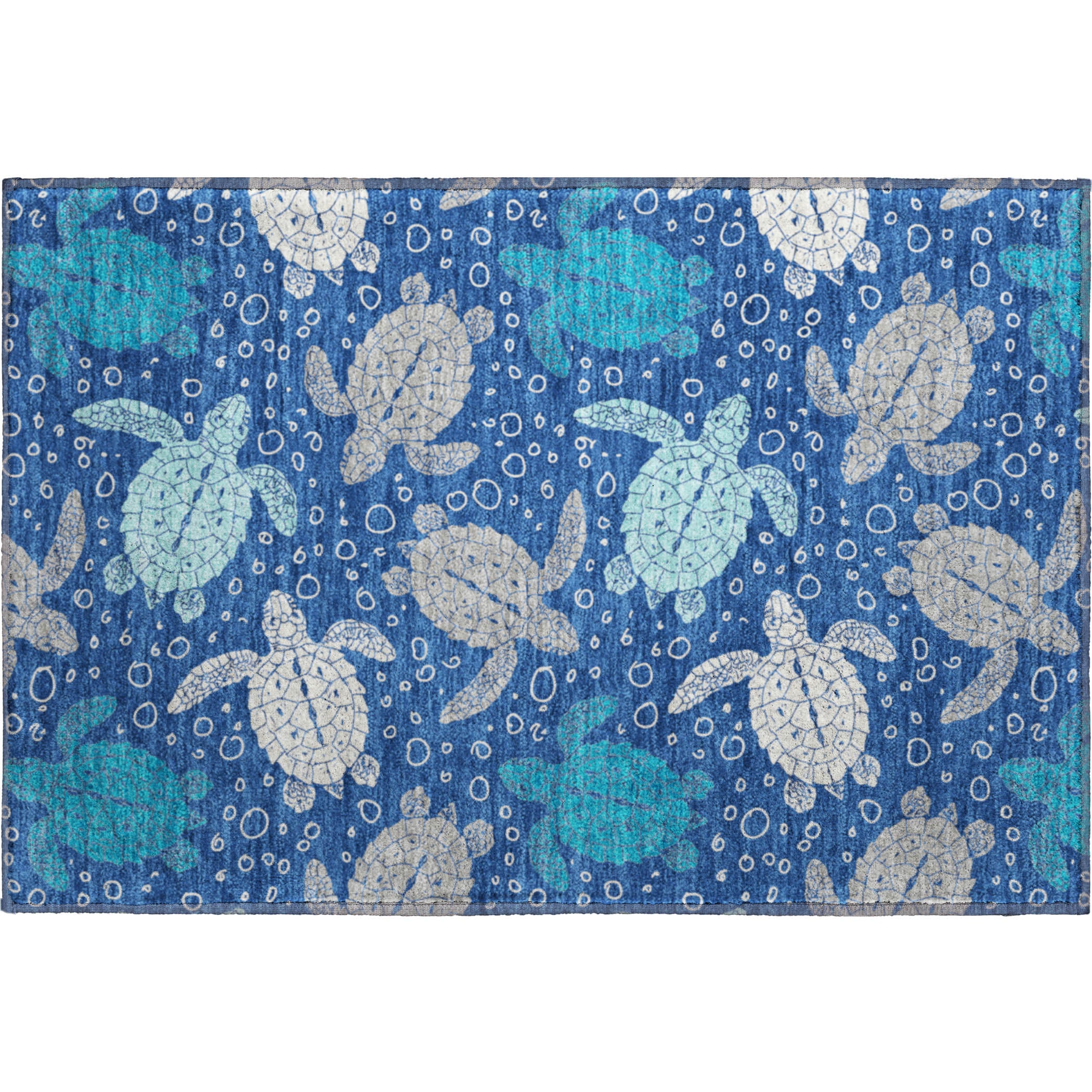Cartagena Machine Washable Coastal Blue Rug 1'8" x 2'6" #shape_Rectangle