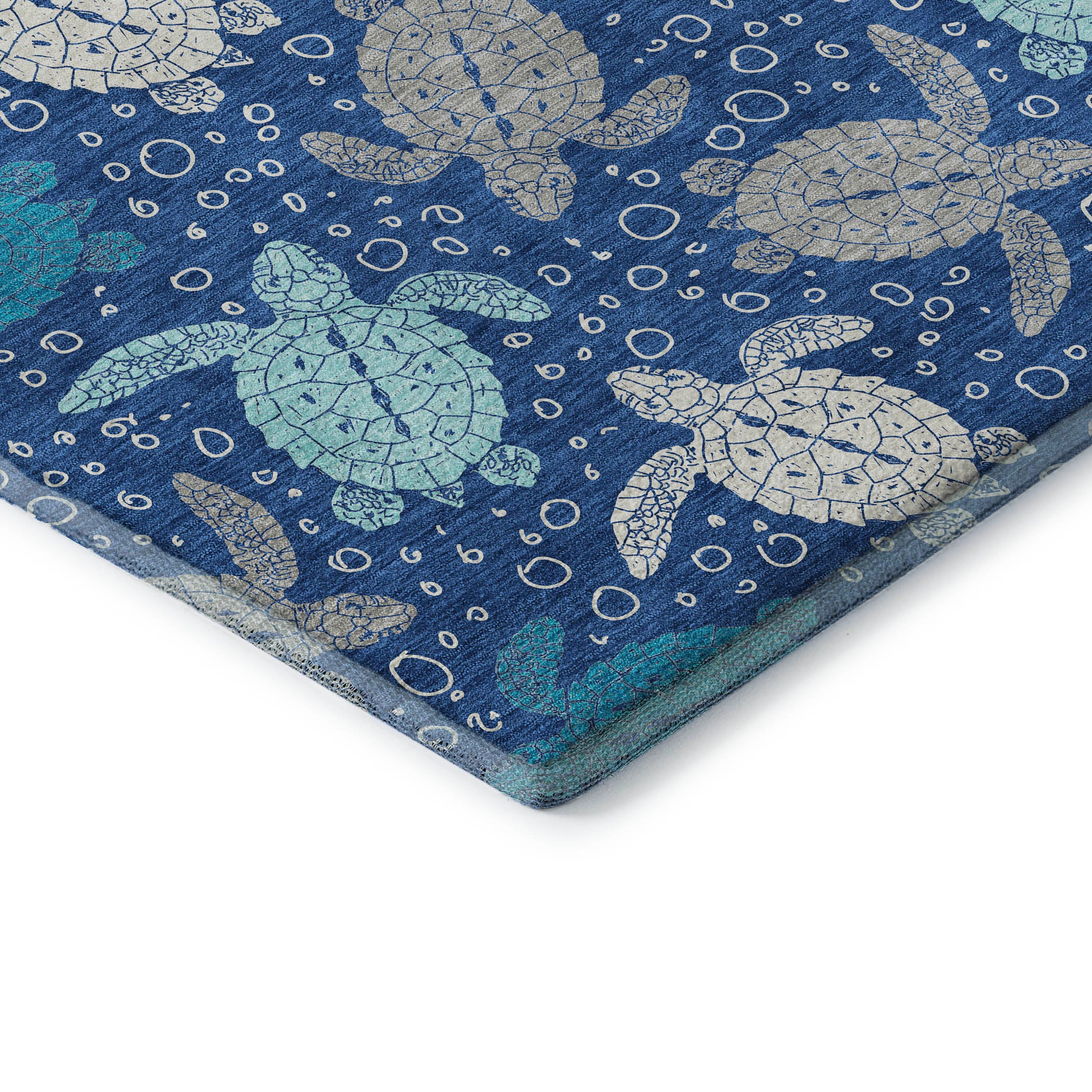 Cartagena Machine Washable Coastal Blue Rug 1'8" x 2'6" #shape_Rectangle