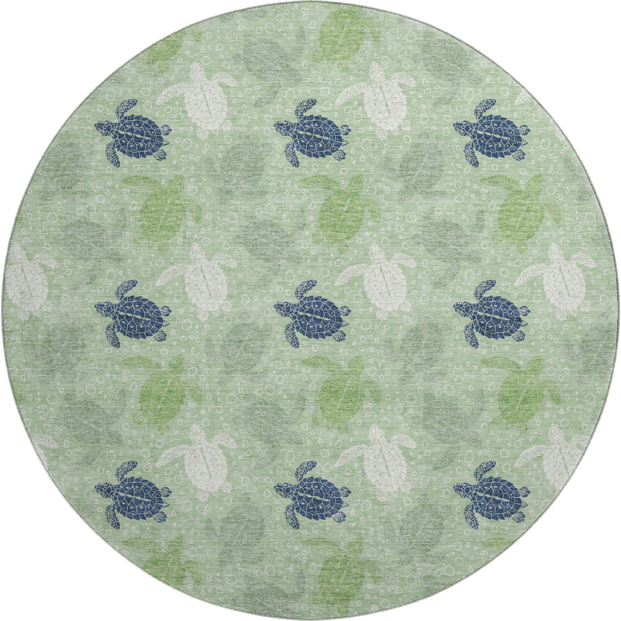 Cartagena Machine Washable Coastal Green Rug 8' x 8' #shape_Round