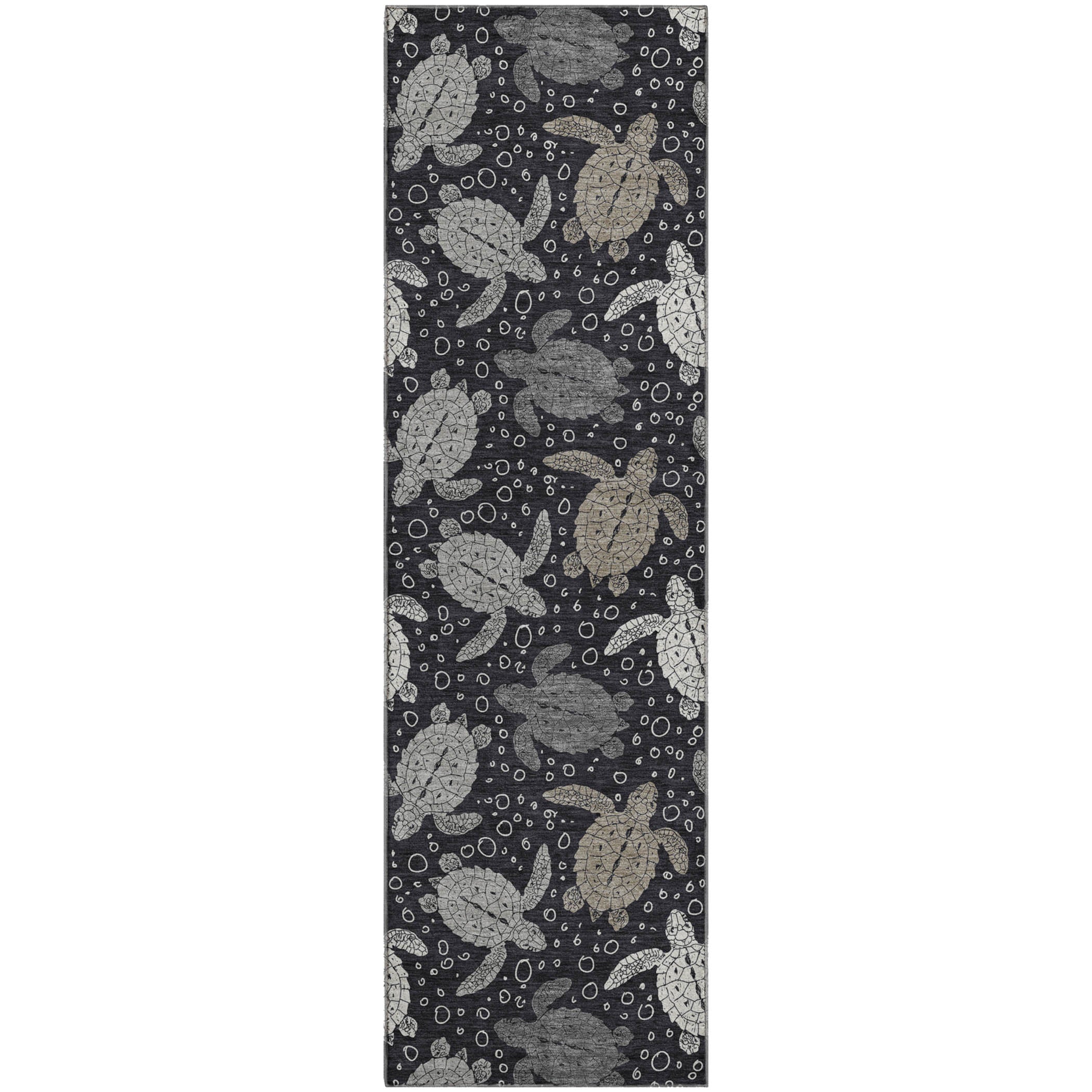 Cartagena Machine Washable Coastal Midnight Black Rug 2'3" x 7'6" #shape_Runner