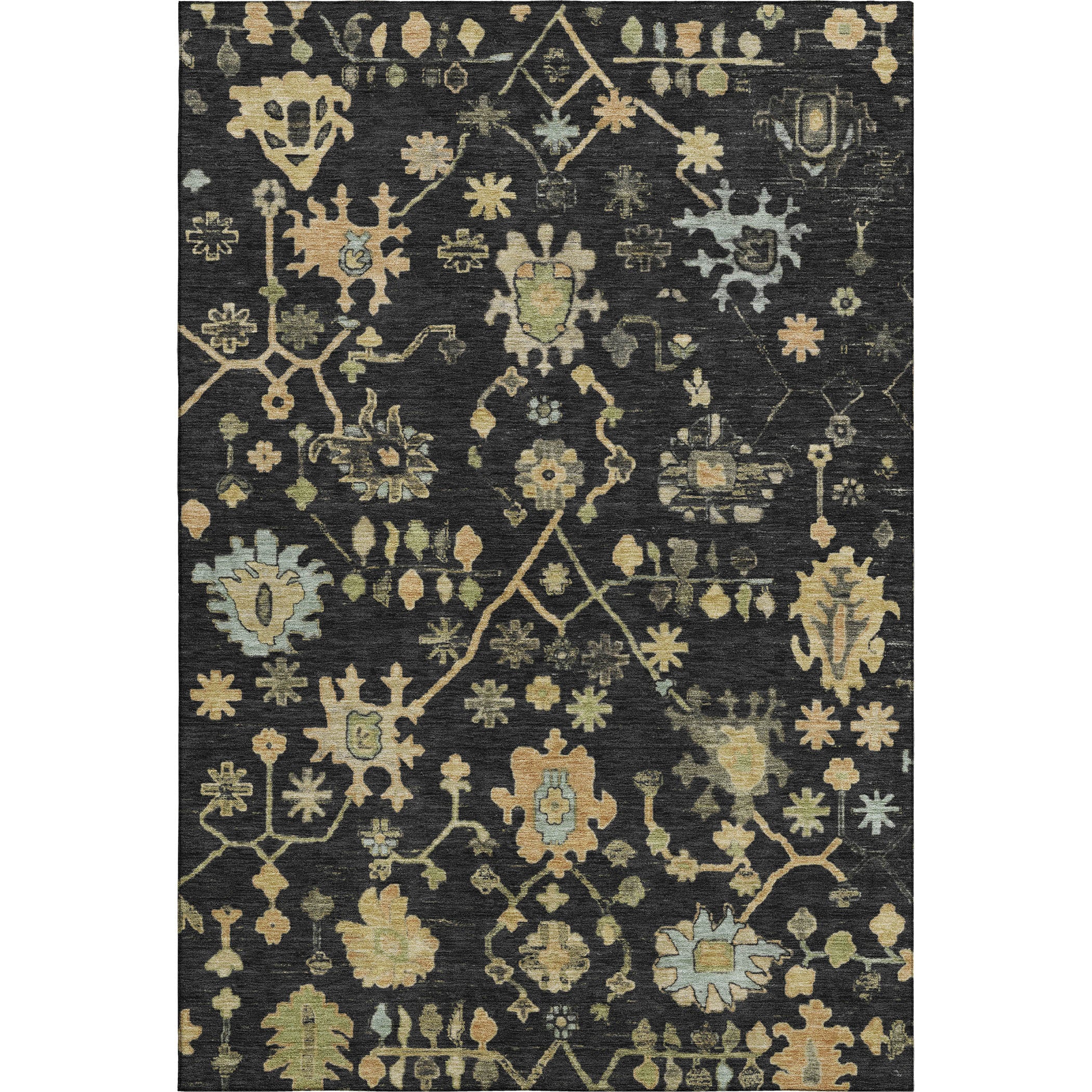Bern Machine Washable Traditional Black Rug 2'6" x 3'10" #shape_Rectangle