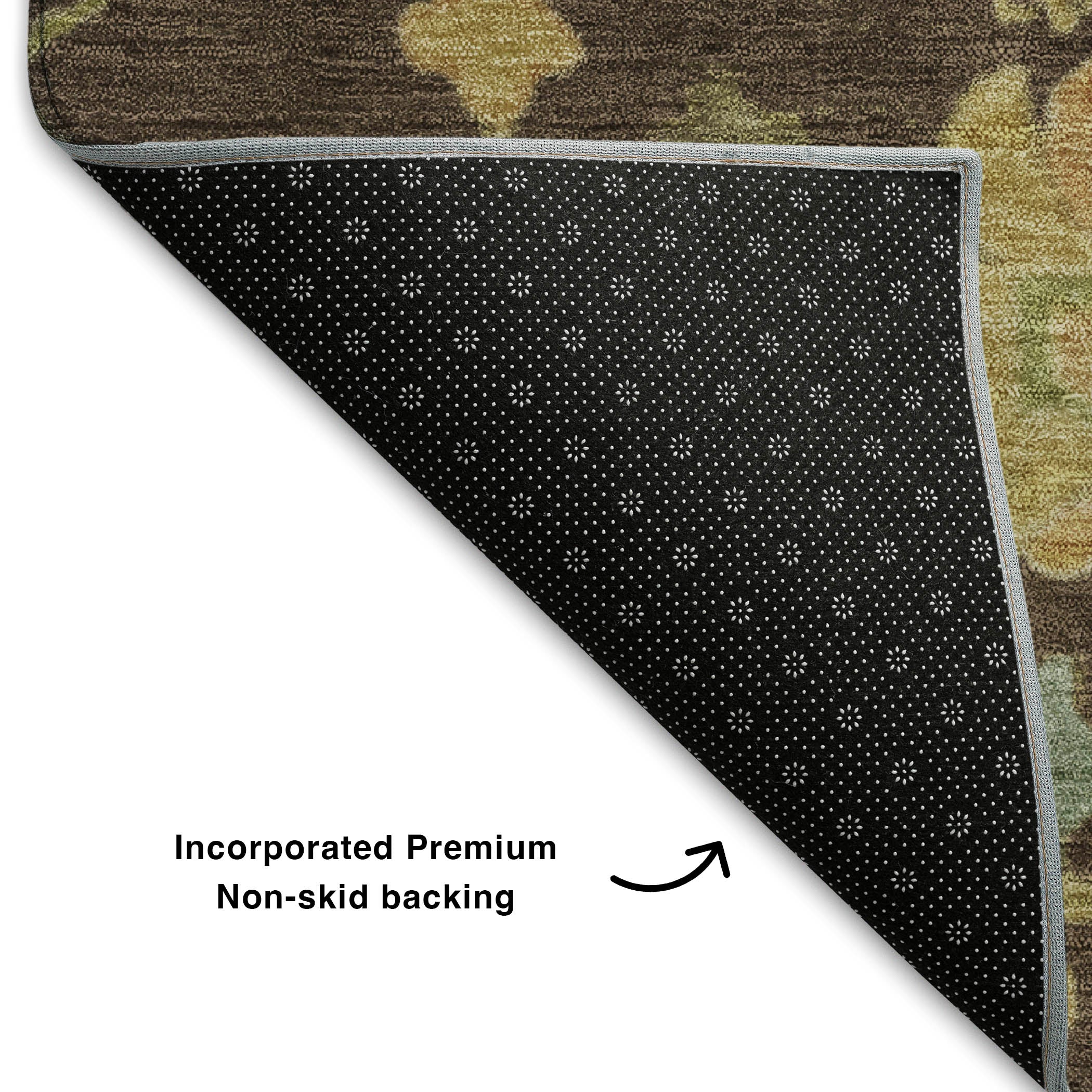 Bern Machine Washable Traditional Brown Rug 1'8" x 2'6" #shape_Rectangle