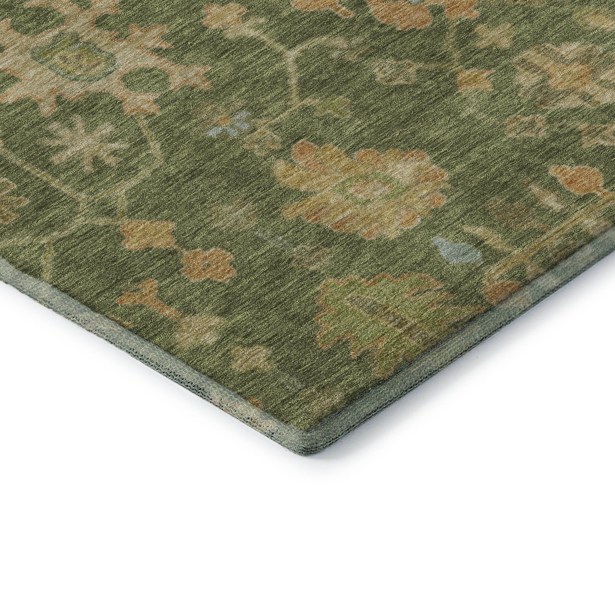 Bern Machine Washable Traditional Fern Green Rug 1'8" x 2'6" #shape_Rectangle