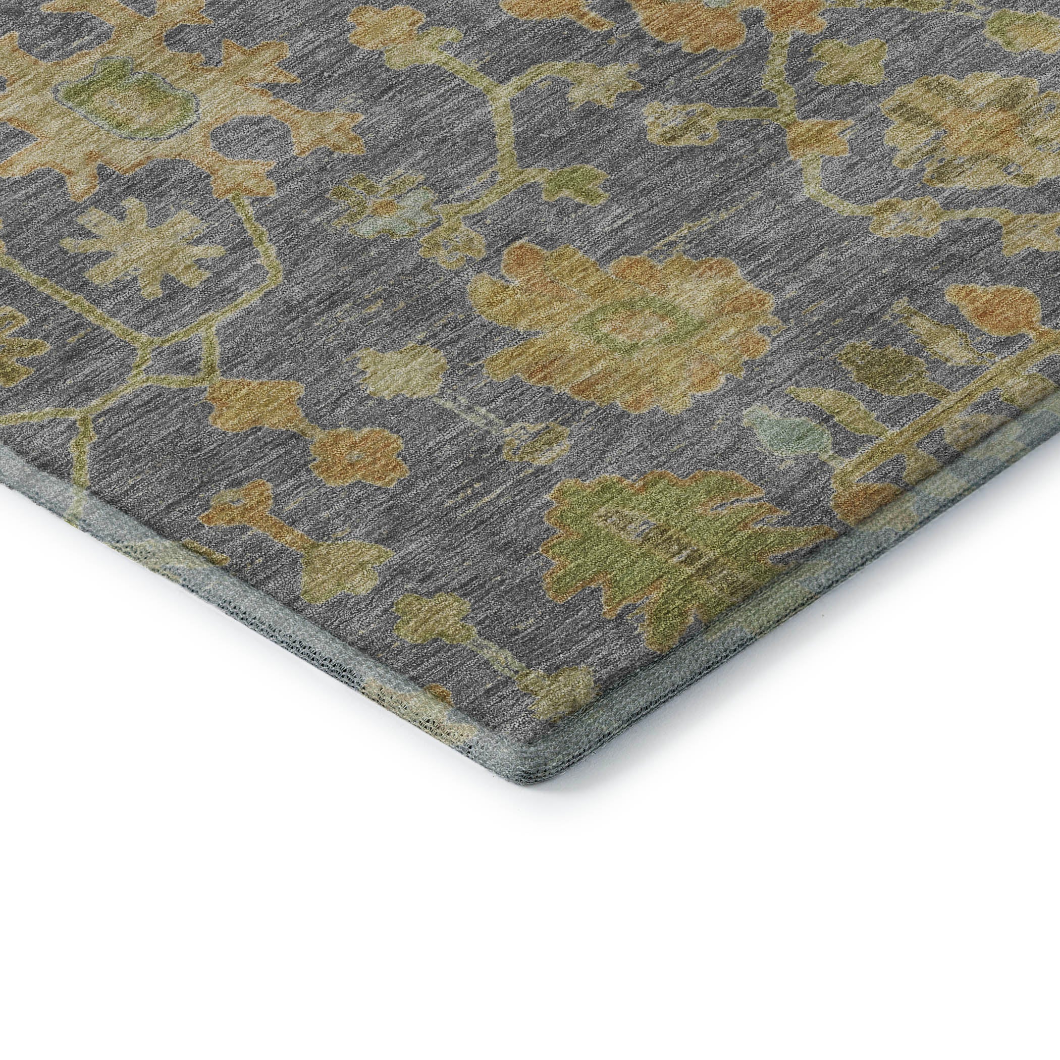 Bern Machine Washable Traditional Gray Rug 1'8" x 2'6" #shape_Rectangle