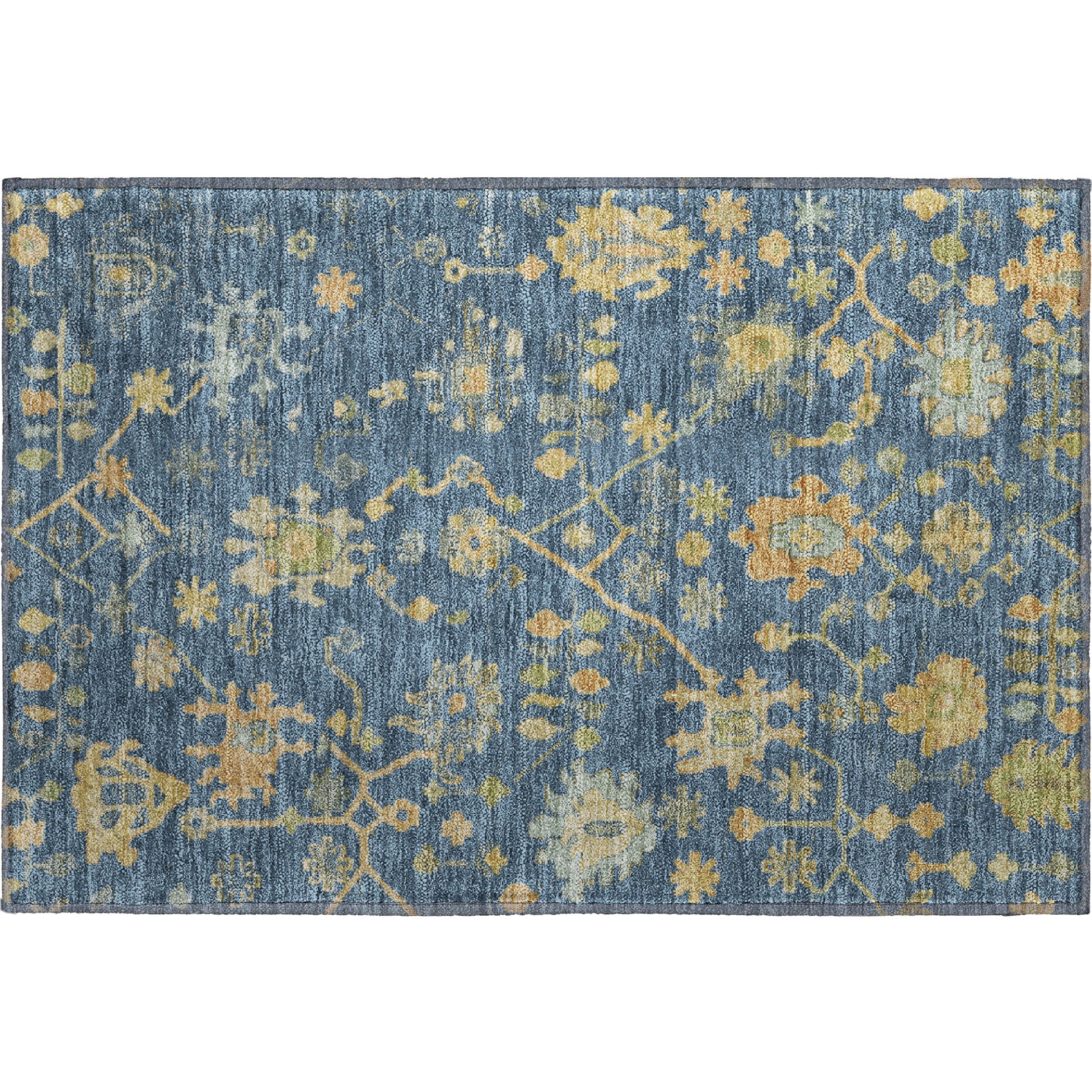 Bern Machine Washable Traditional Navy Blue Rug 1'8" x 2'6" #shape_Rectangle
