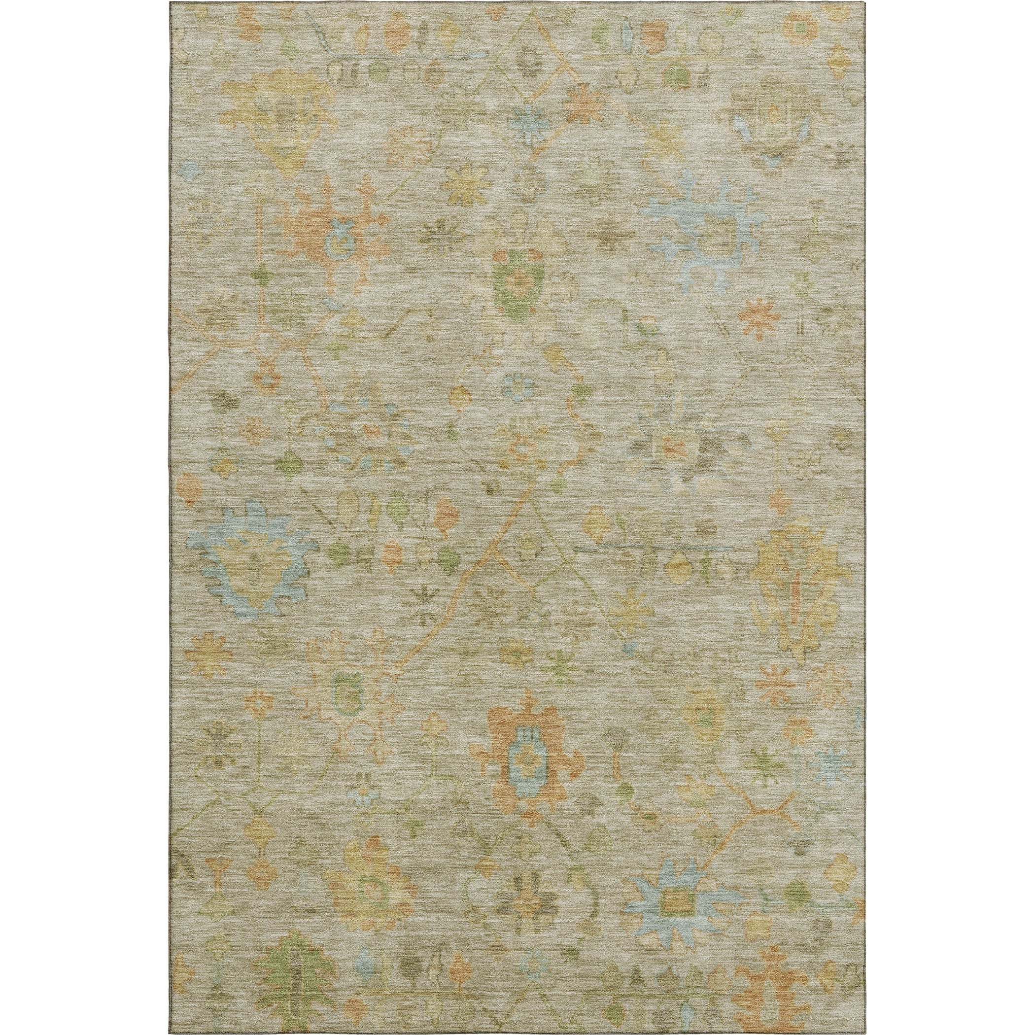 Bern Machine Washable Traditional Sage Green Rug 2'6" x 3'10" #shape_Rectangle