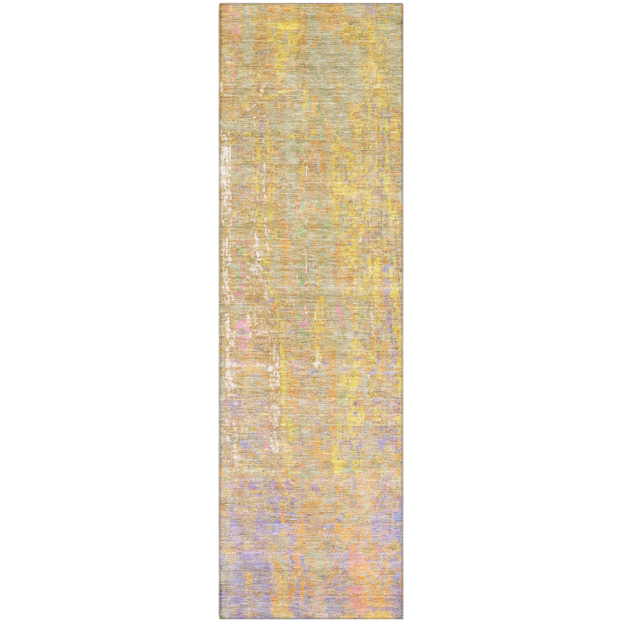 Lima Machine Washable Transitional Green Rug 2'3" x 7'6" #shape_Runner
