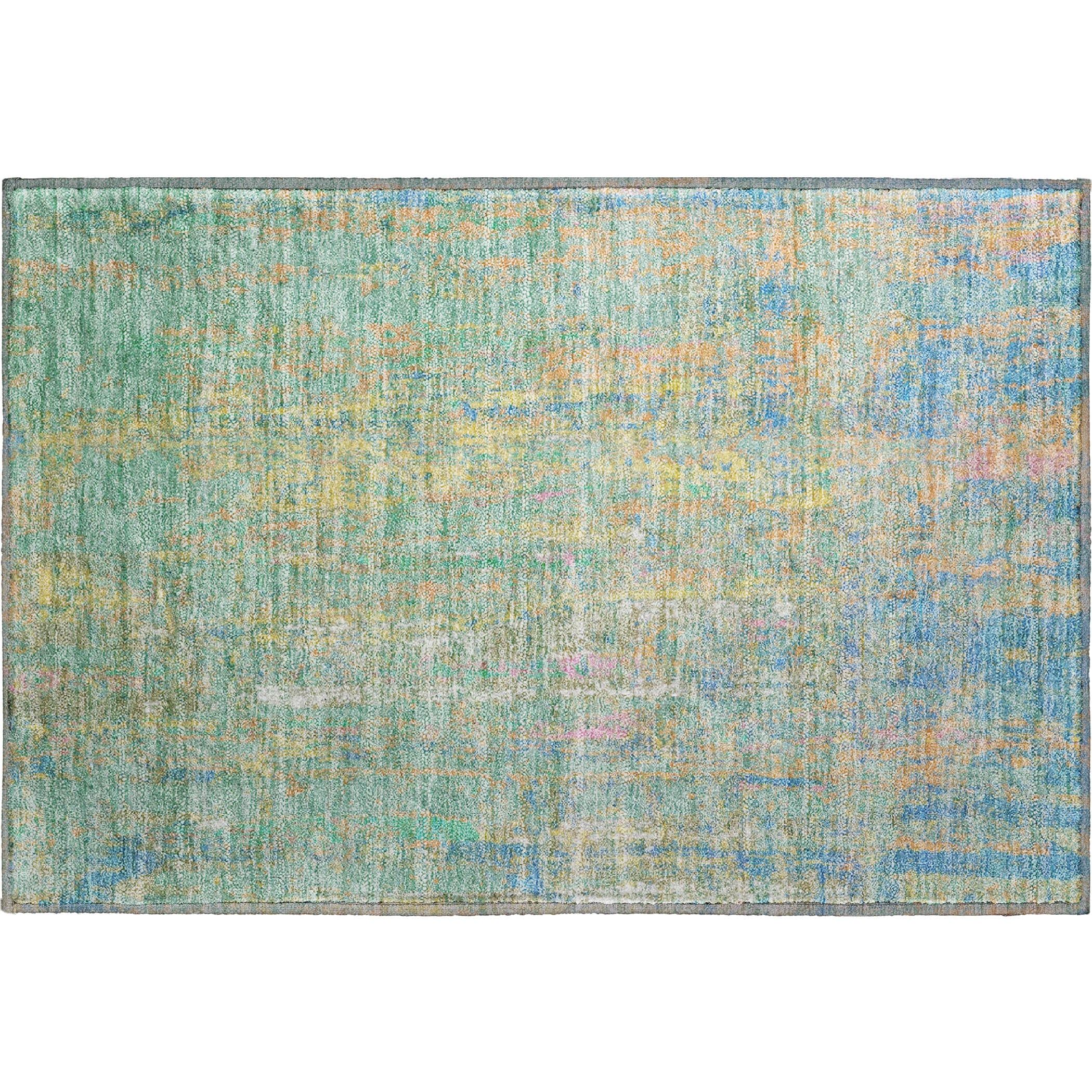 Lima Machine Washable Transitional Teal Rug 1'8" x 2'6" #shape_Rectangle