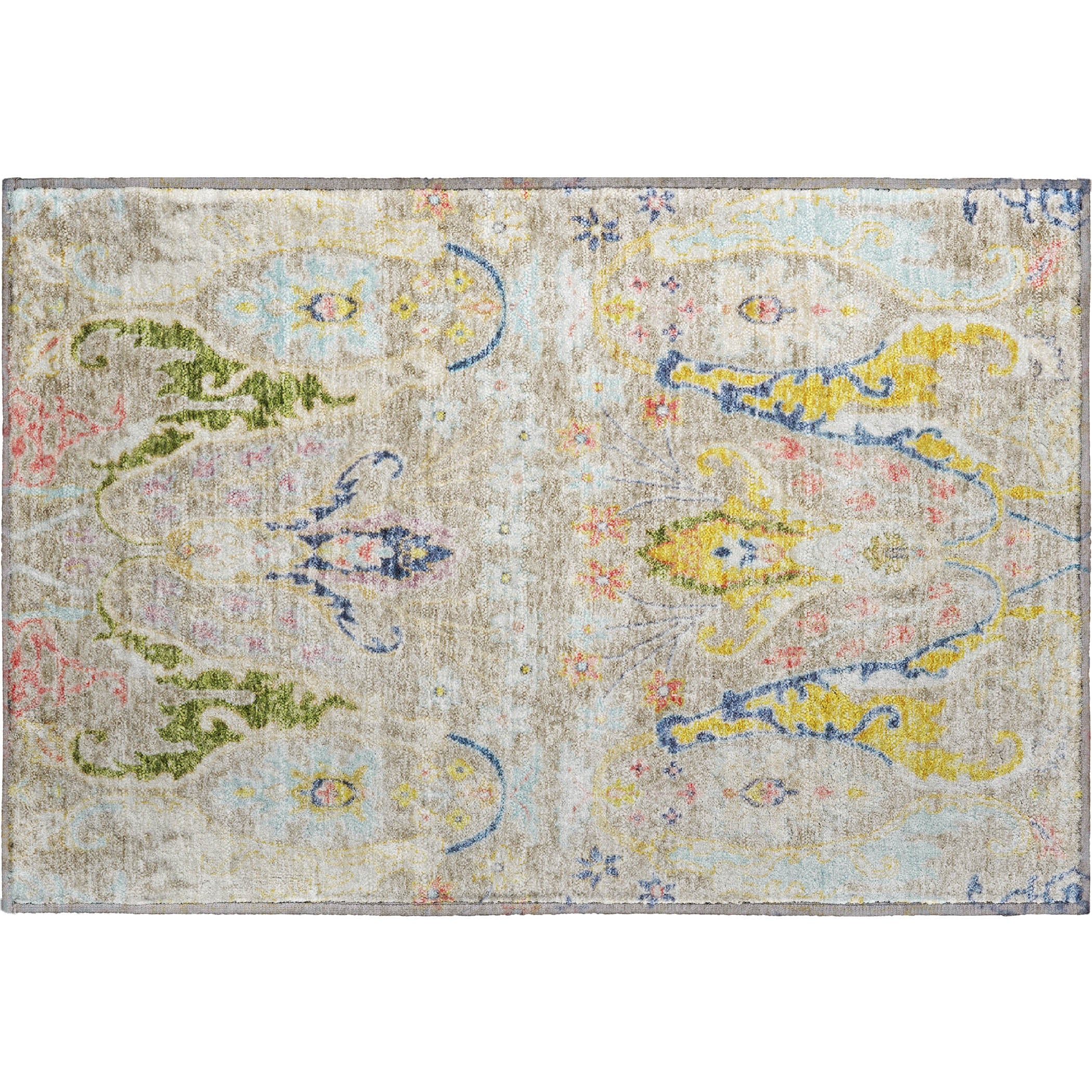 Hoi An Machine Washable Transitional Beige Brown Rug 1'8" x 2'6" #shape_Rectangle