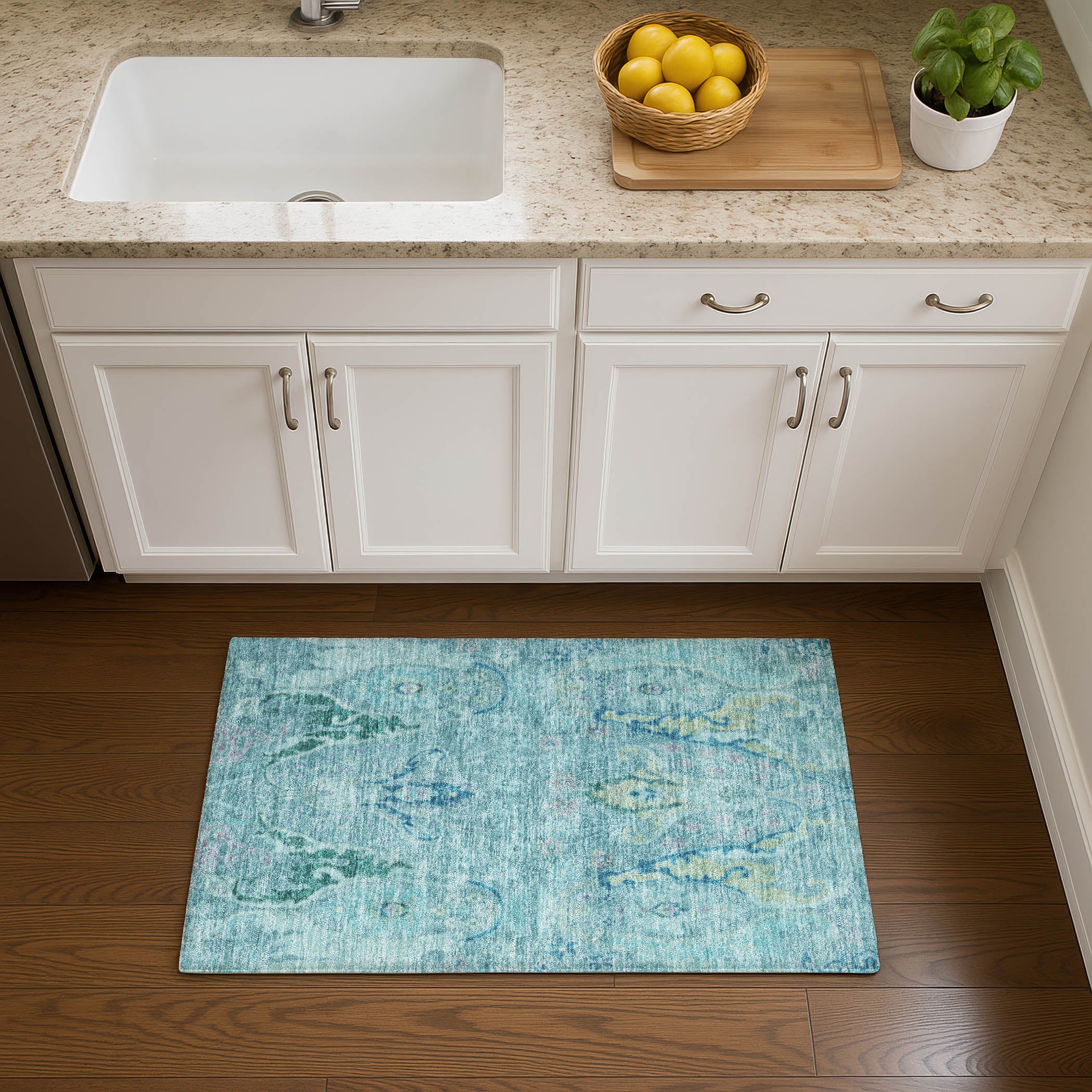 Hoi An Machine Washable Transitional Blue Rug 1'8" x 2'6" #shape_Rectangle