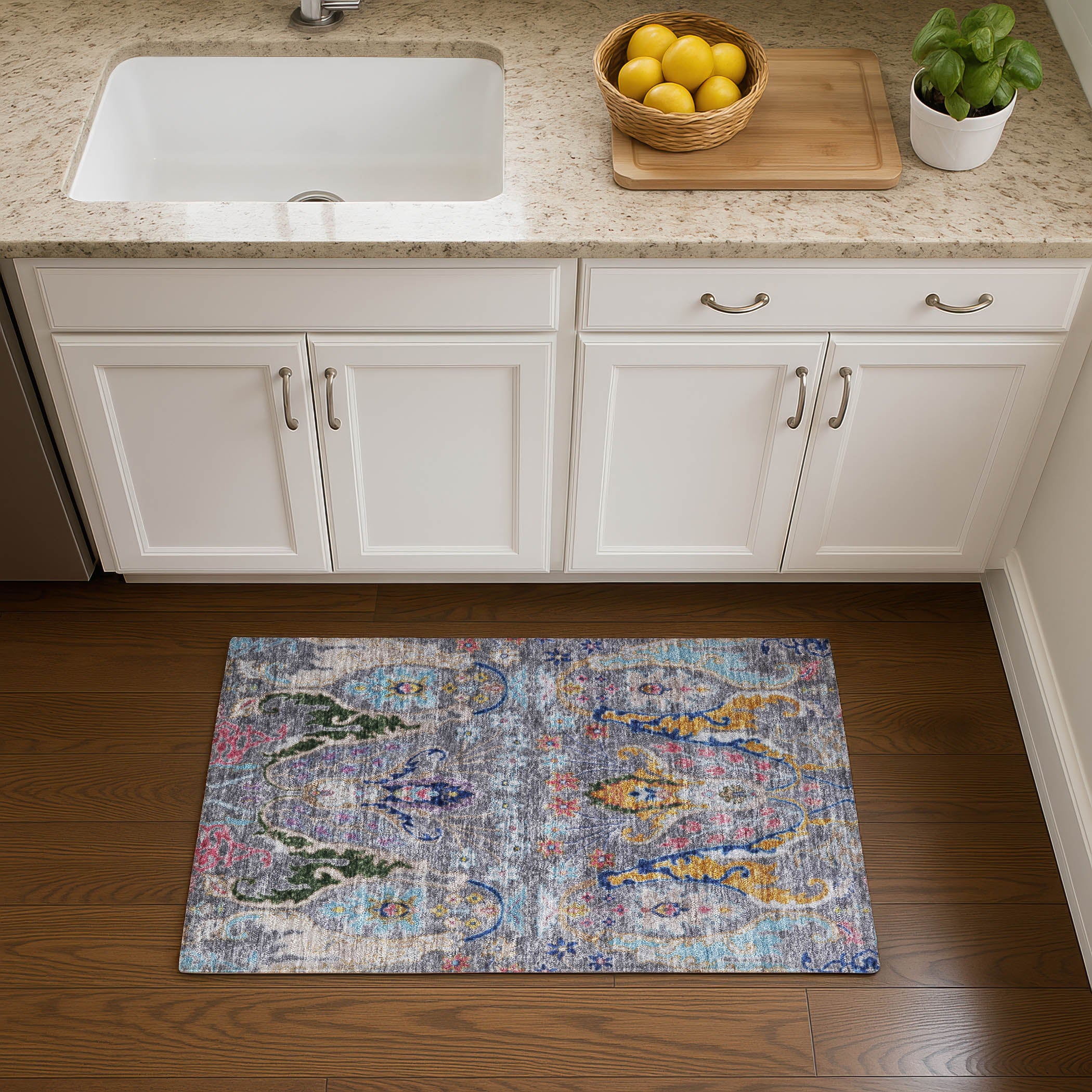 Hoi An Machine Washable Transitional Gray Rug 1'8" x 2'6" #shape_Rectangle