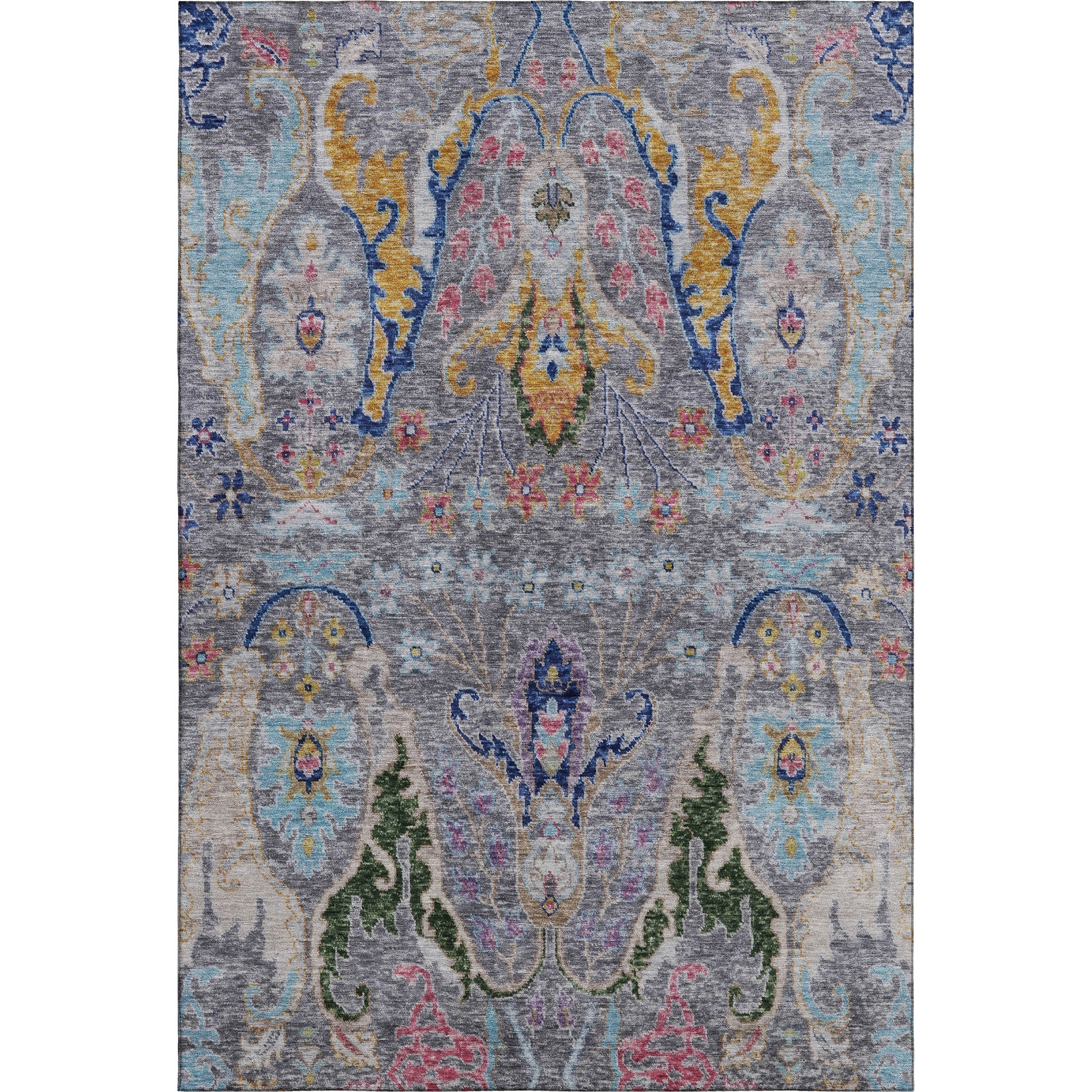 Hoi An Machine Washable Transitional Gray Rug 2'6" x 3'10" #shape_Rectangle