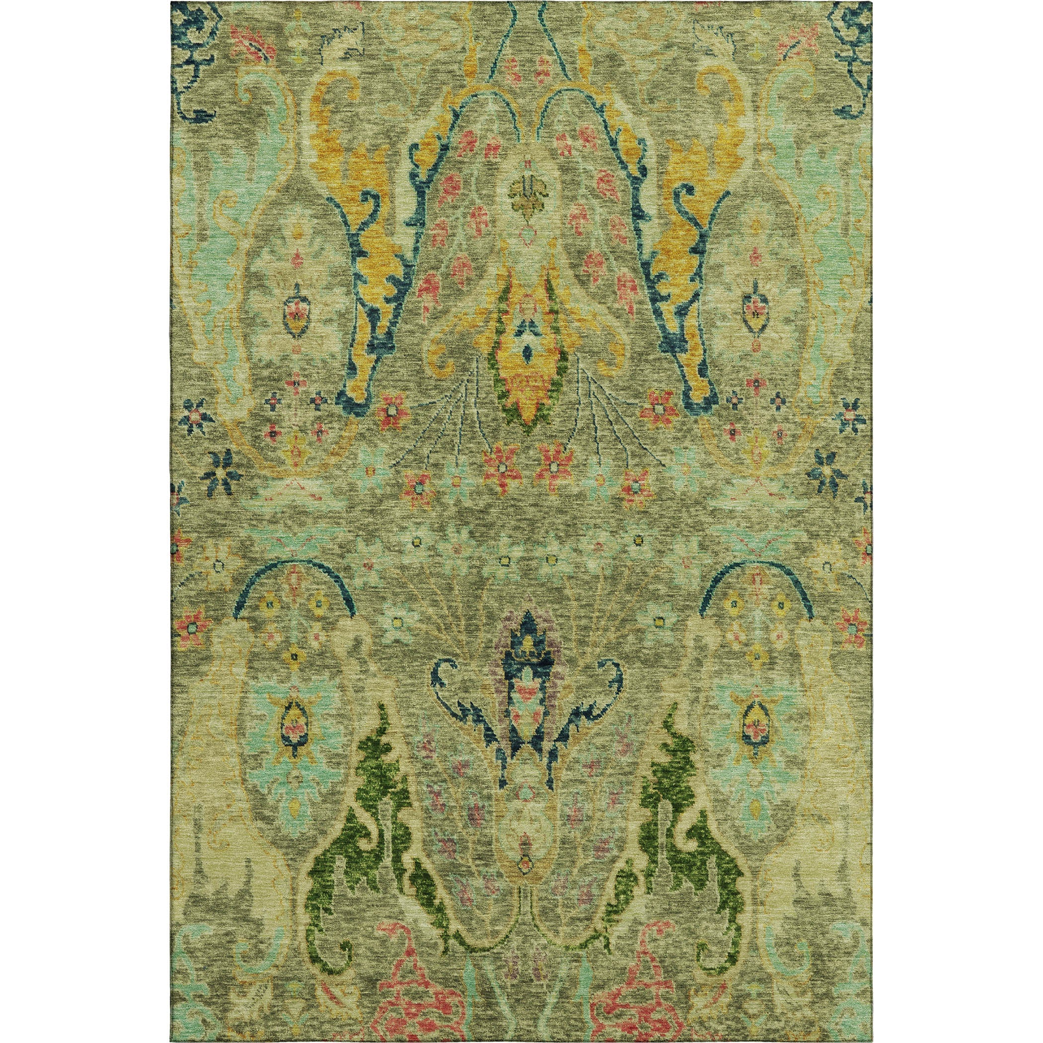 Hoi An Machine Washable Transitional Green Rug 2'6" x 3'10" #shape_Rectangle