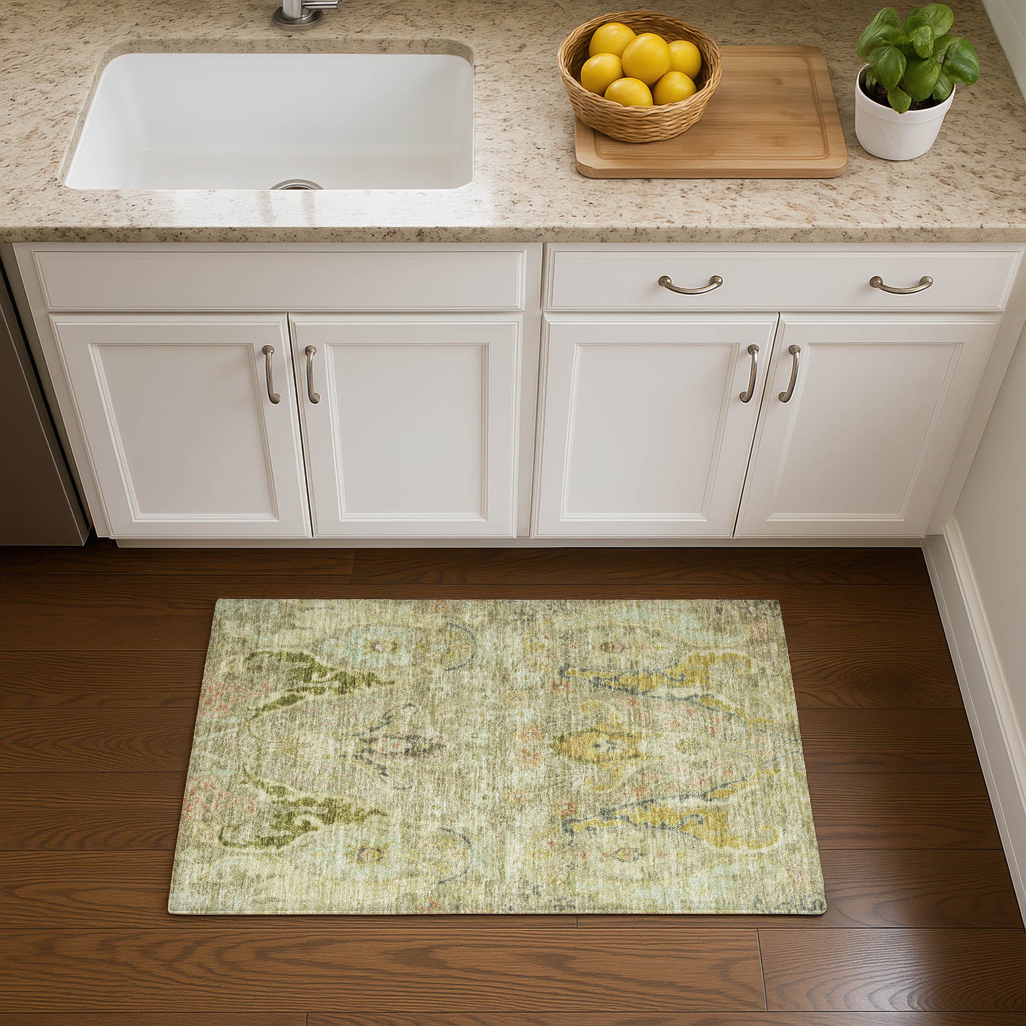 Hoi An Machine Washable Transitional Khaki Brown Rug 1'8" x 2'6" #shape_Rectangle