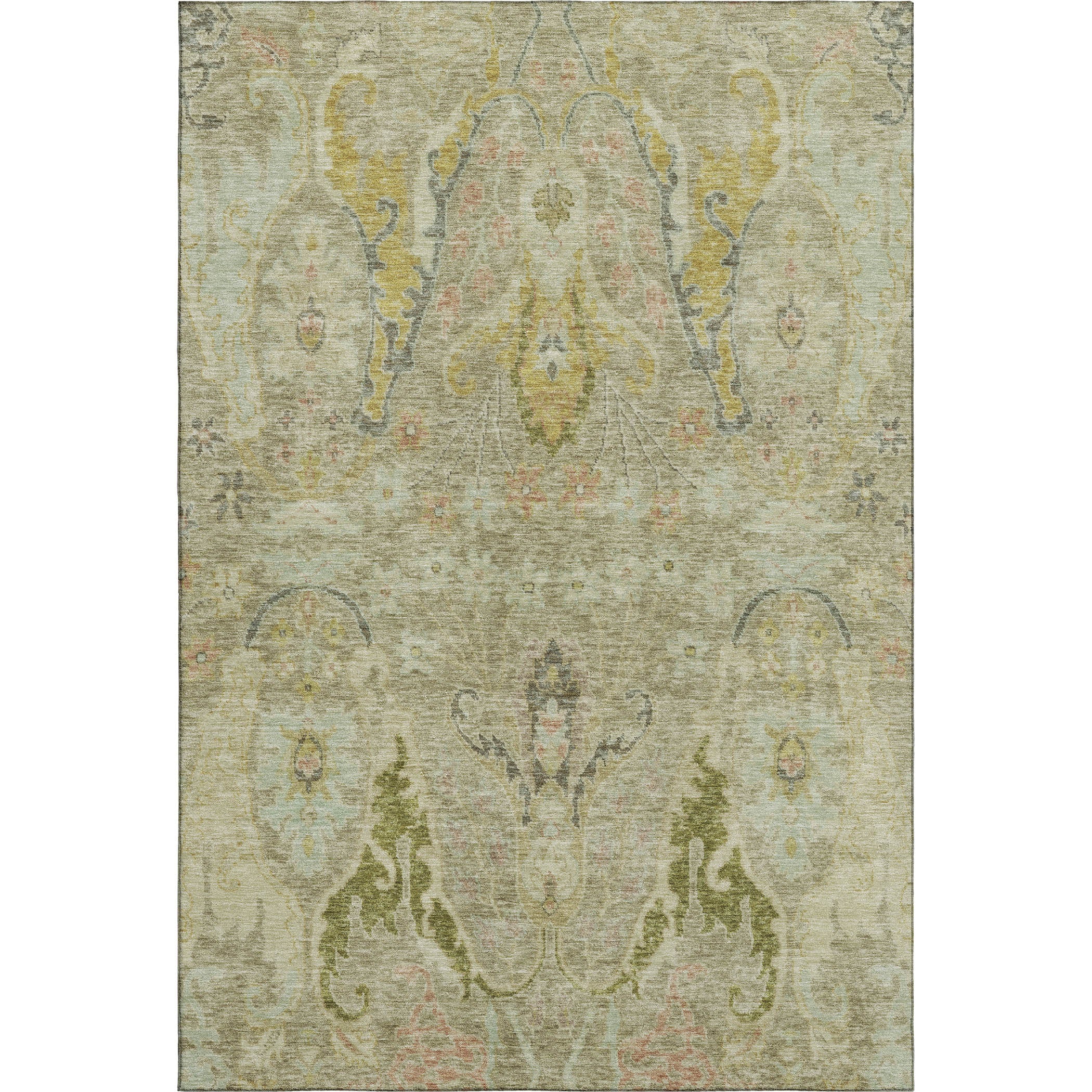 Hoi An Machine Washable Transitional Khaki Brown Rug 2'6" x 3'10" #shape_Rectangle