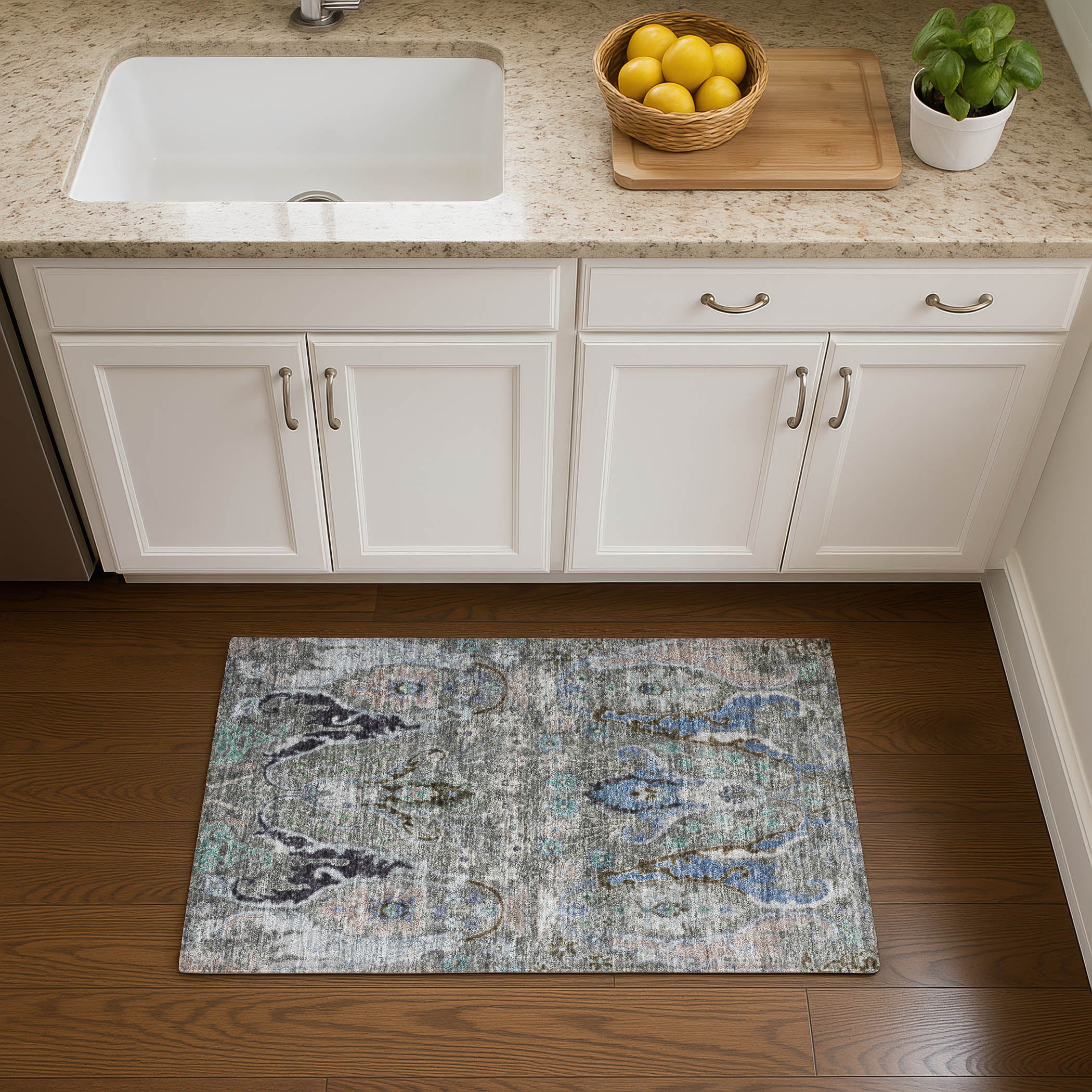 Hoi An Machine Washable Transitional Pewter Gray Rug 1'8" x 2'6" #shape_Rectangle