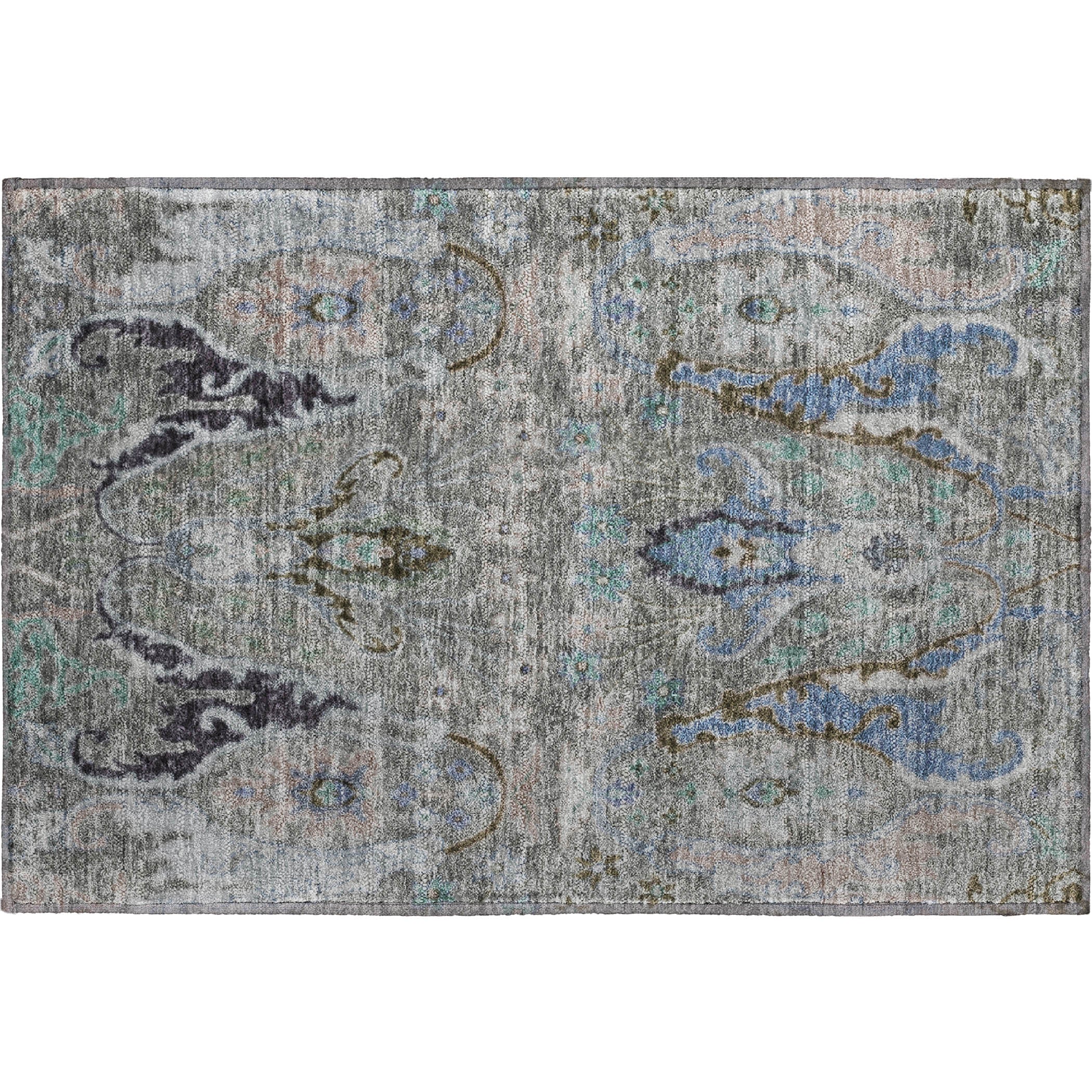 Hoi An Machine Washable Transitional Pewter Gray Rug 1'8" x 2'6" #shape_Rectangle