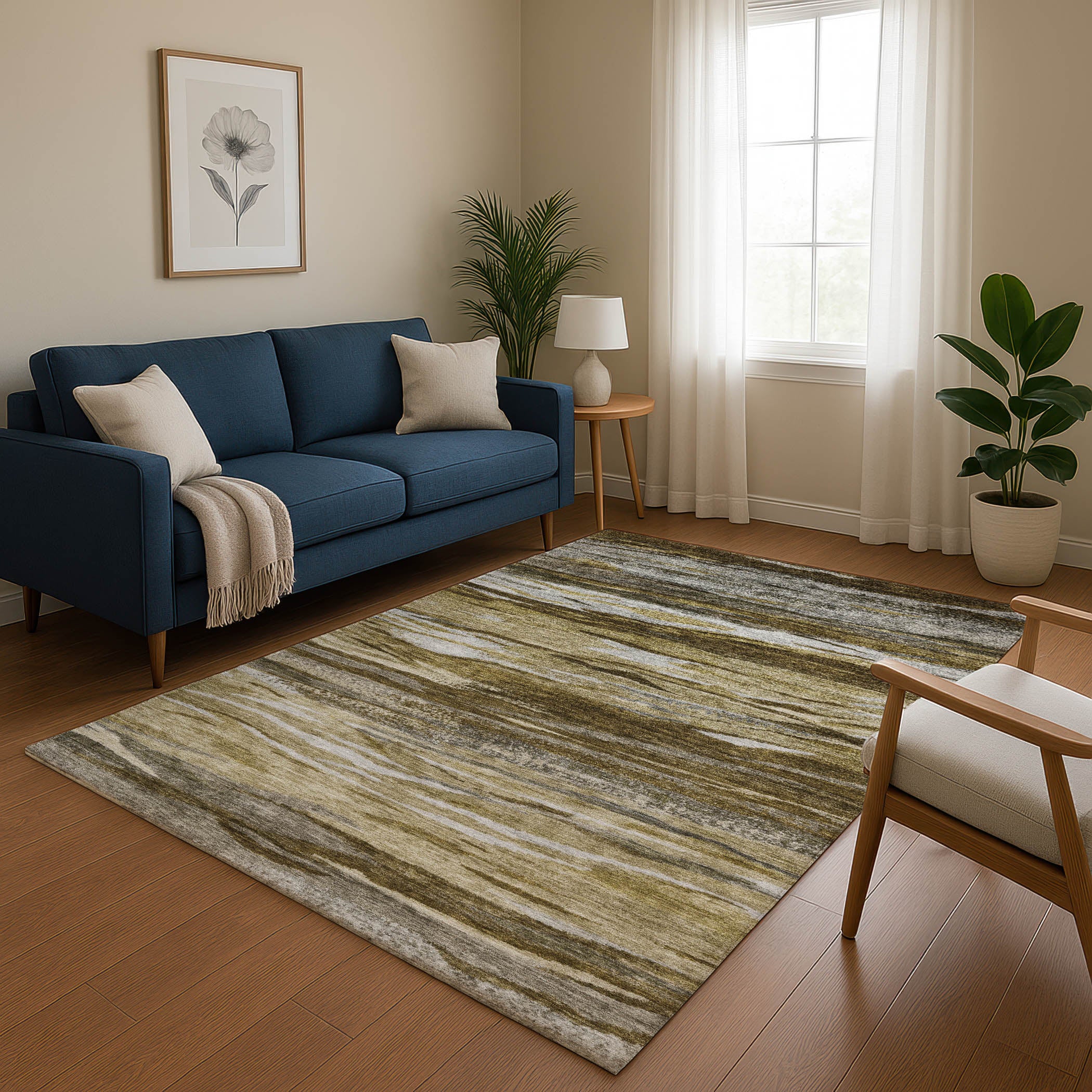 Athens Machine Washable Transitional Brown Rug 2'6" x 3'10" #shape_Rectangle