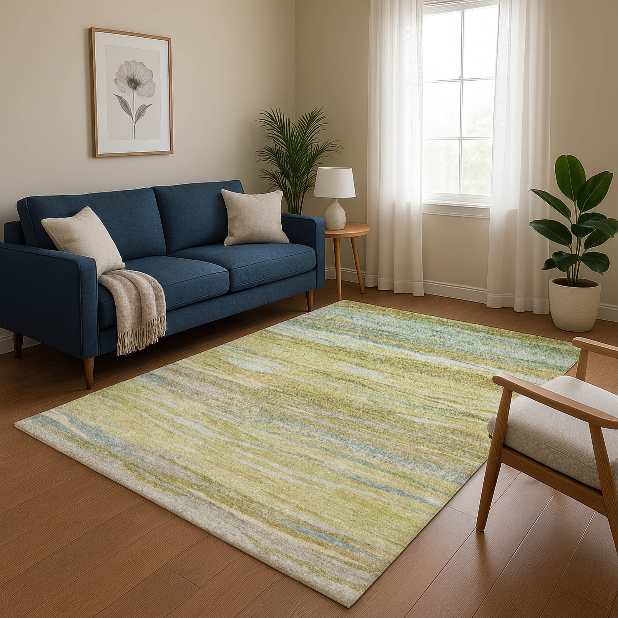 Athens Machine Washable Transitional Sage Green Rug 2'6" x 3'10" #shape_Rectangle