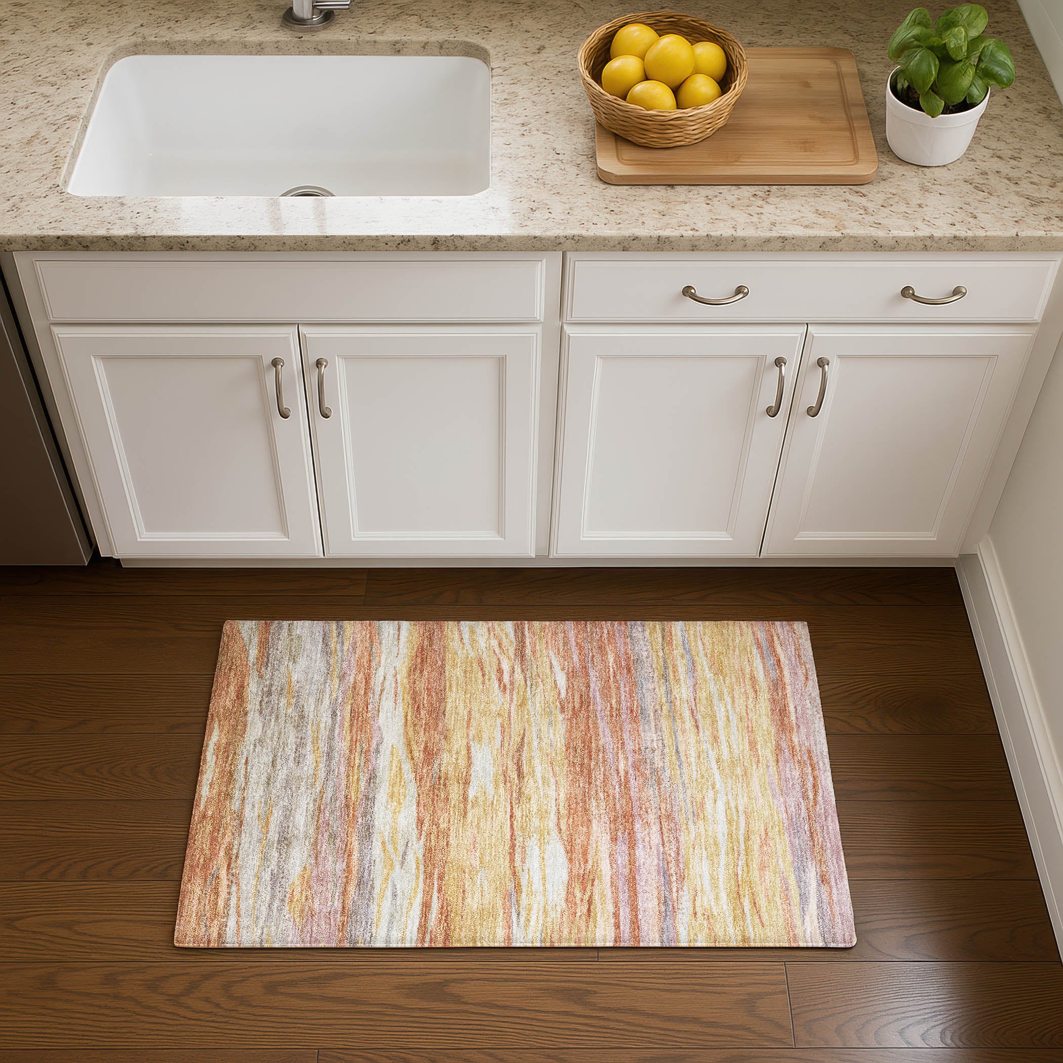 Athens Machine Washable Transitional Salmon Orange Rug 1'8" x 2'6" #shape_Rectangle
