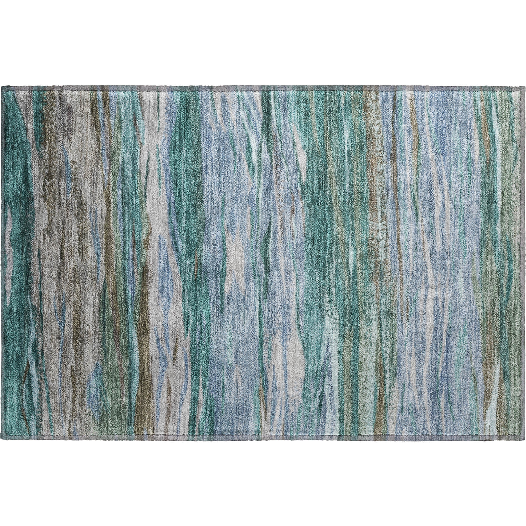 Athens Machine Washable Transitional Teal Rug 1'8" x 2'6" #shape_Rectangle