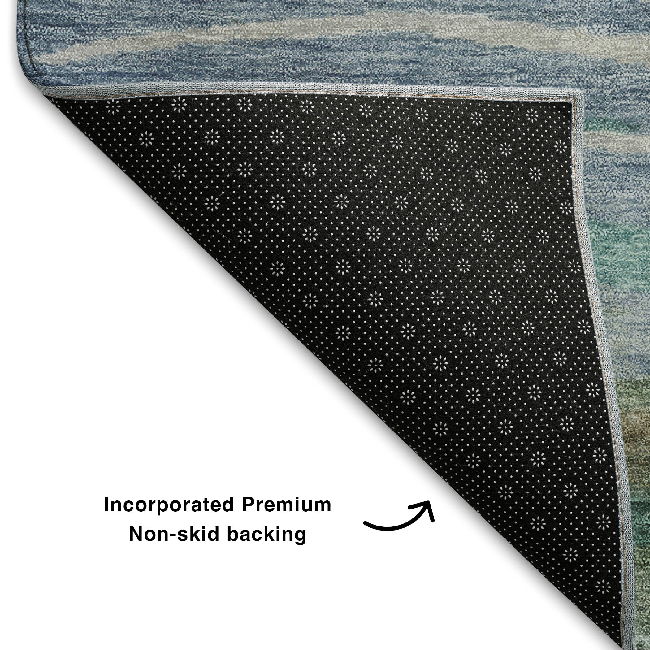 Athens Machine Washable Transitional Teal Rug 1'8" x 2'6" #shape_Rectangle