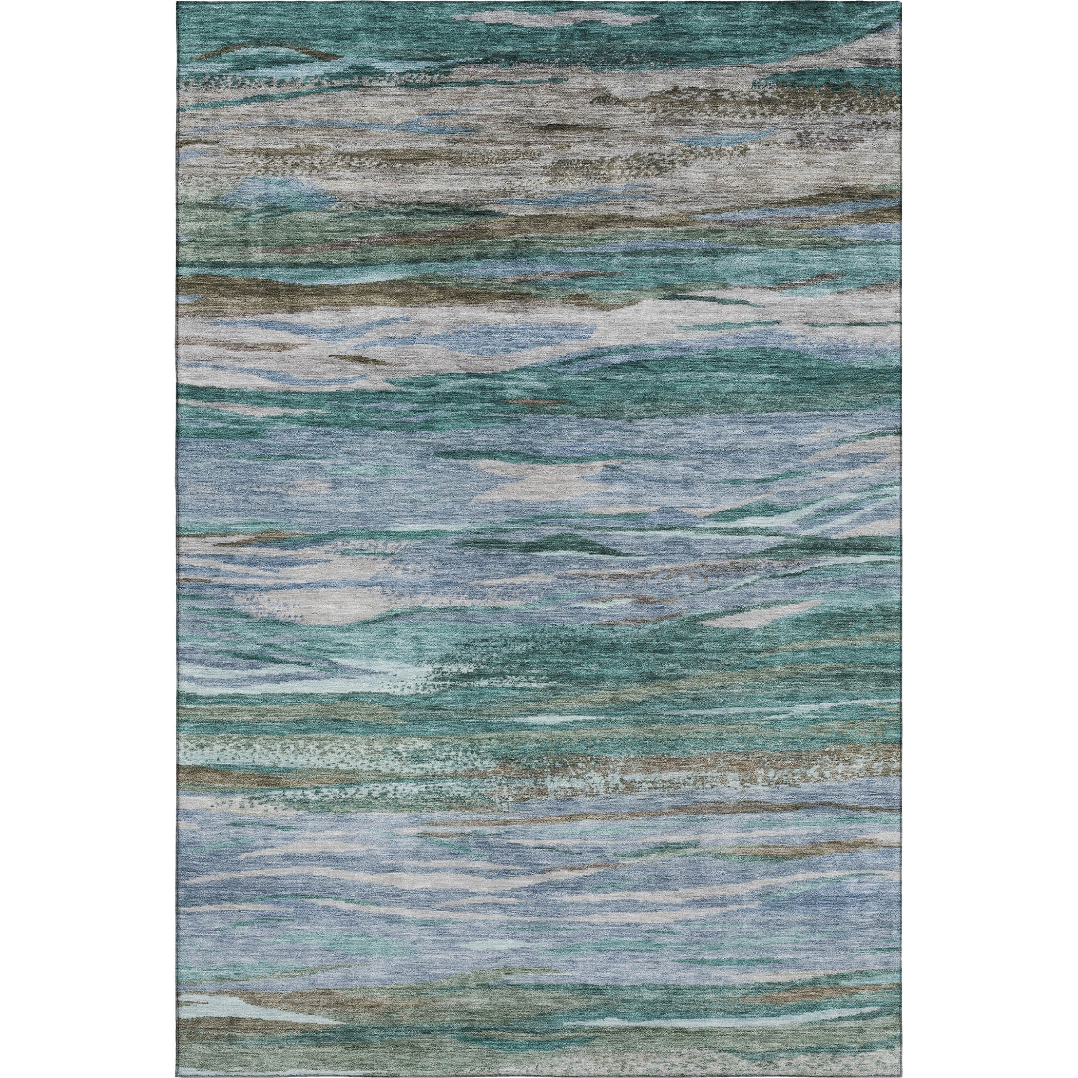 Athens Machine Washable Transitional Teal Rug 2'6" x 3'10" #shape_Rectangle