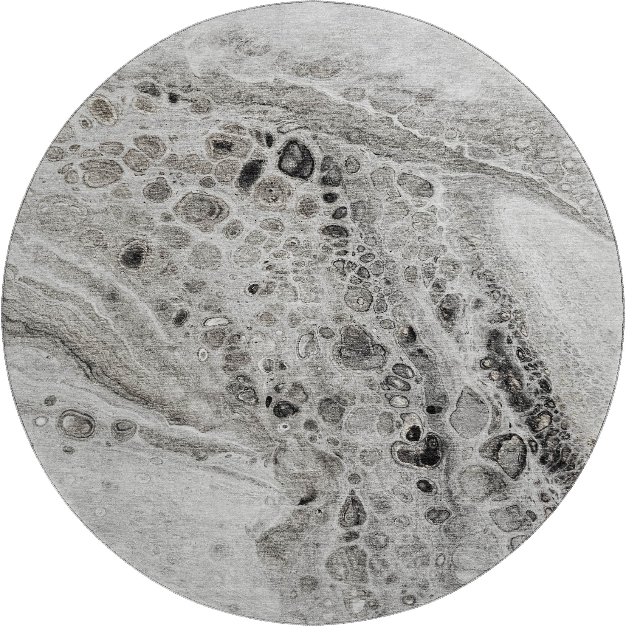 Lisbon Machine Washable Transitional Pewter Gray Rug 8' x 8' #shape_Round