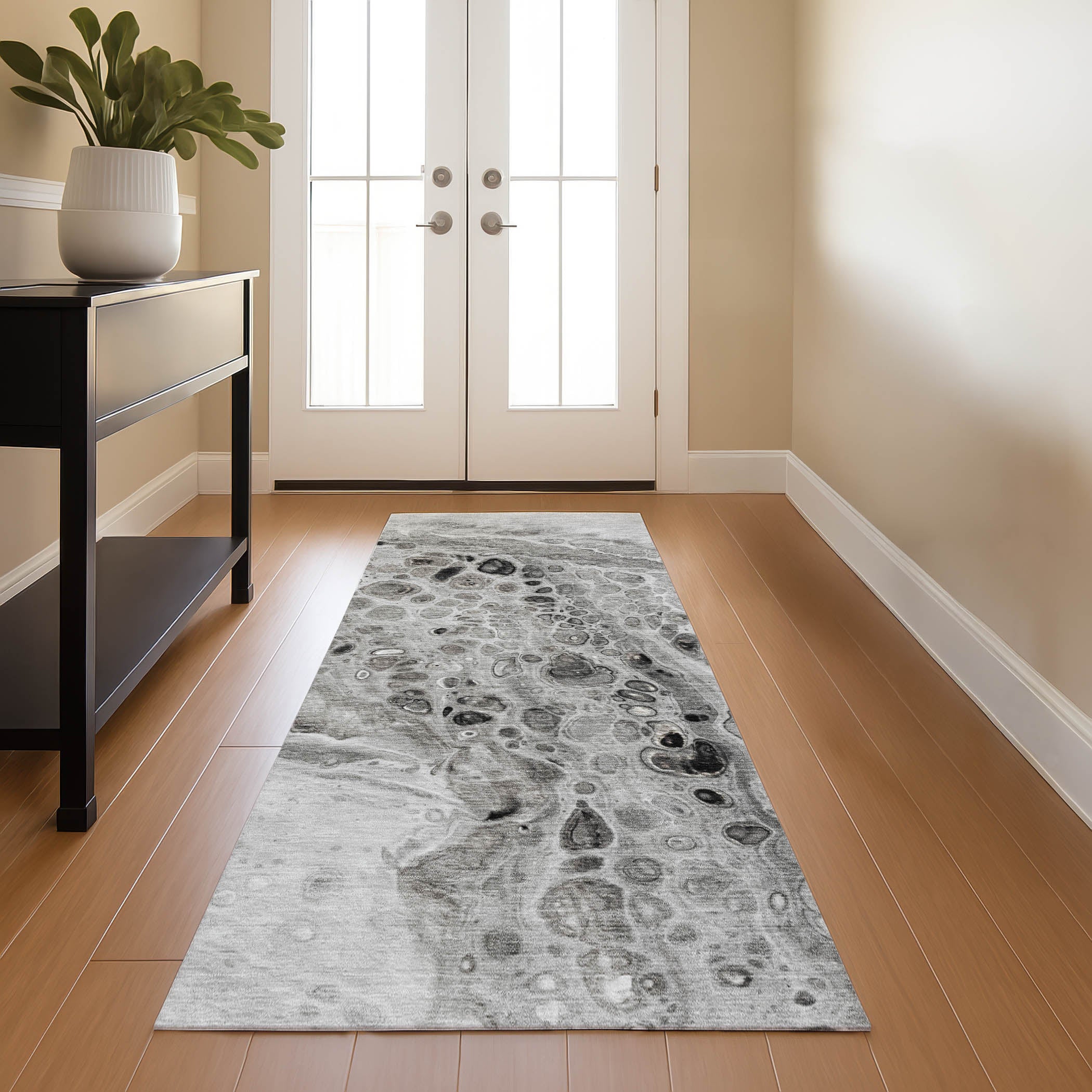 Lisbon Machine Washable Transitional Pewter Gray Rug 2'3" x 7'6" #shape_Runner