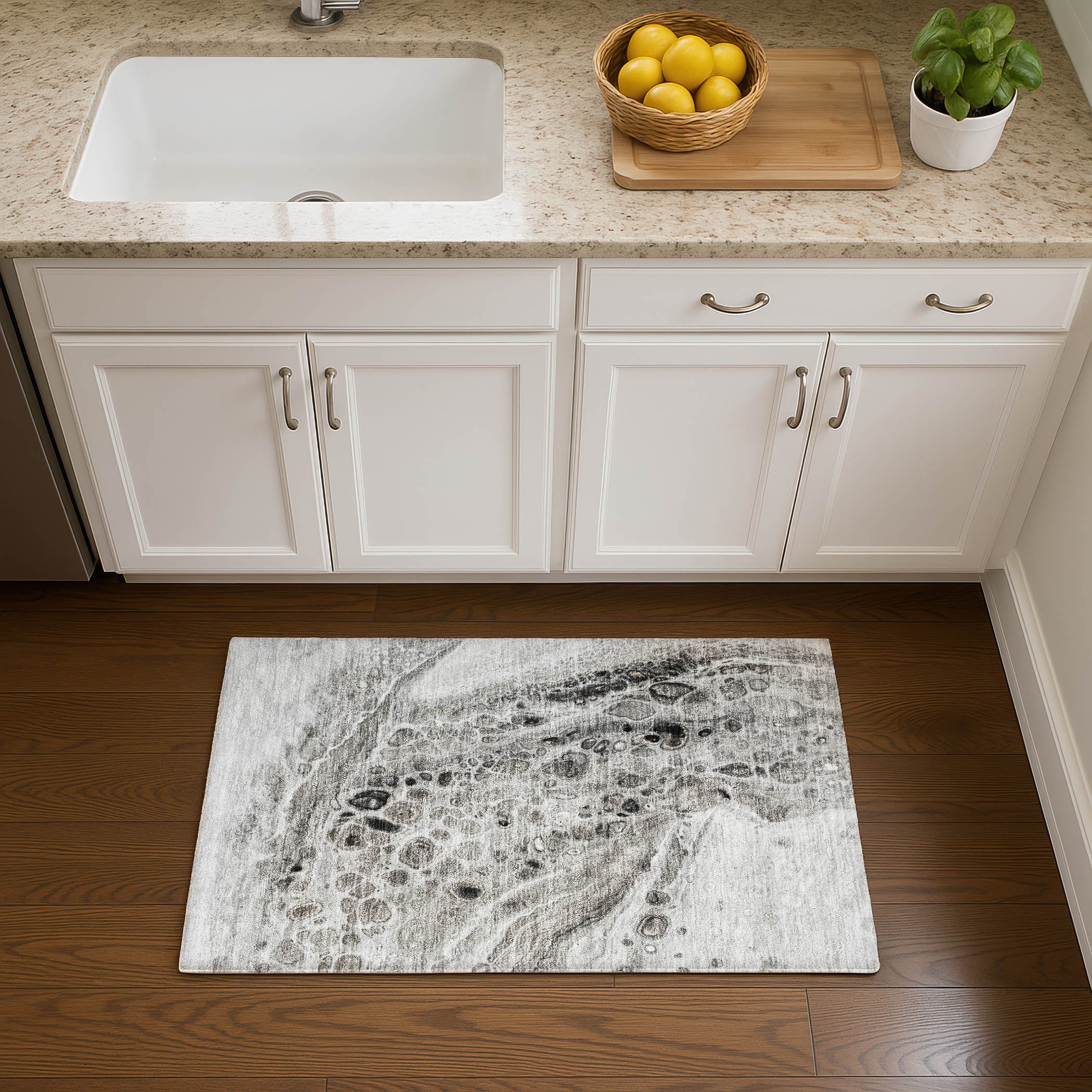 Lisbon Machine Washable Transitional Pewter Gray Rug 1'8" x 2'6" #shape_Rectangle